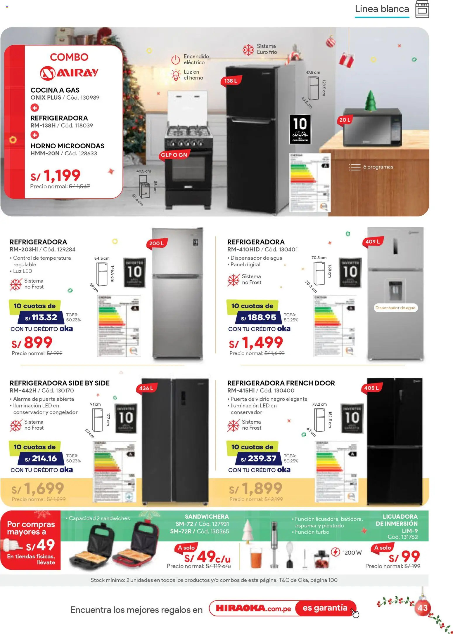Catálogo Hiraoka válido desde 06.12.2025 | Página: 43 | Productos: Congelador, Horno microondas, Cocina, Licuadora