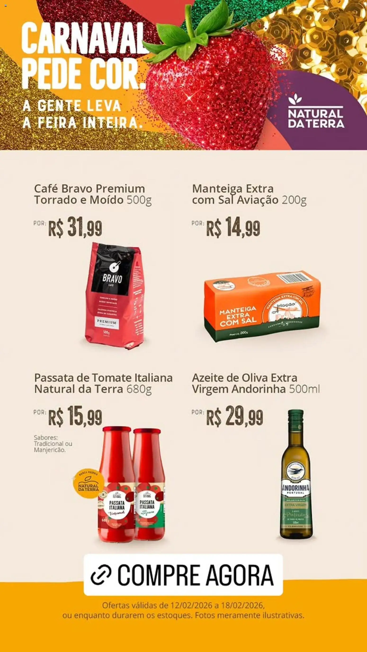 Natural da Terra Folheto - válido de 12.02.2026 | Página: 3 | Produtos: Manteiga, Café, Sal, Azeite