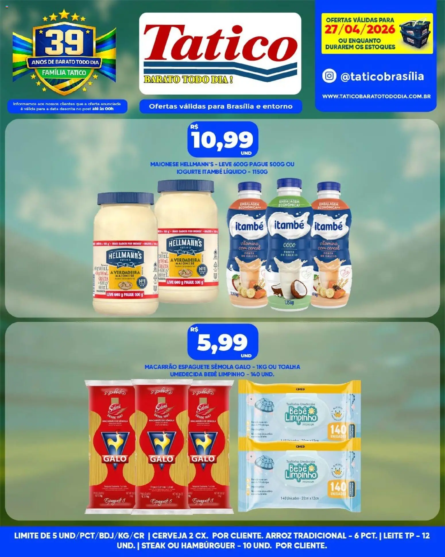 Tatico Folheto - válido de 28.04.2026 | Página: 25 | Produtos: Iogurte, Arroz, Macarrão, Cálcio