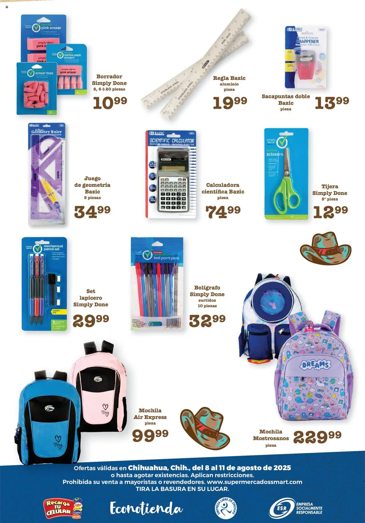Nuevas ofertas de S-Mart válidas en toda la República Mexicana desde el 08.08.2025. ¡Encuentra las mejores ofertas en S-Mart - Folleto de Feria - Chihuahua! | Página: 6 | Productos: Sacapuntas, Mochila, Juego, Calculadora