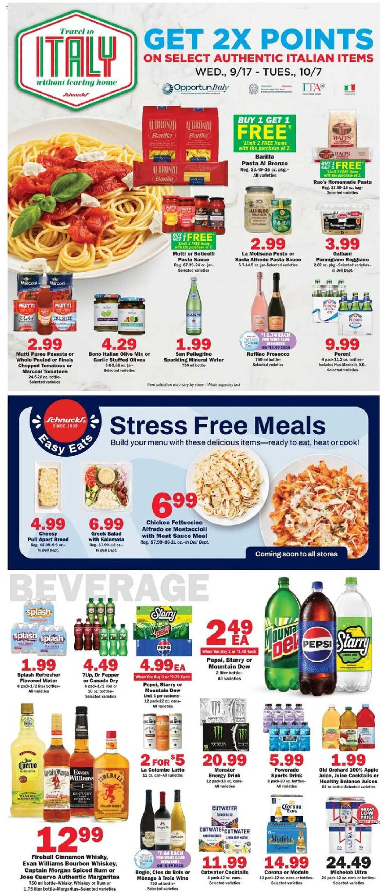 Schnucks Weekly Print Ad - MO - valid from 17.09.2025 | Page: 3 | Products: Wine, Pasta, Whiskey, Bag