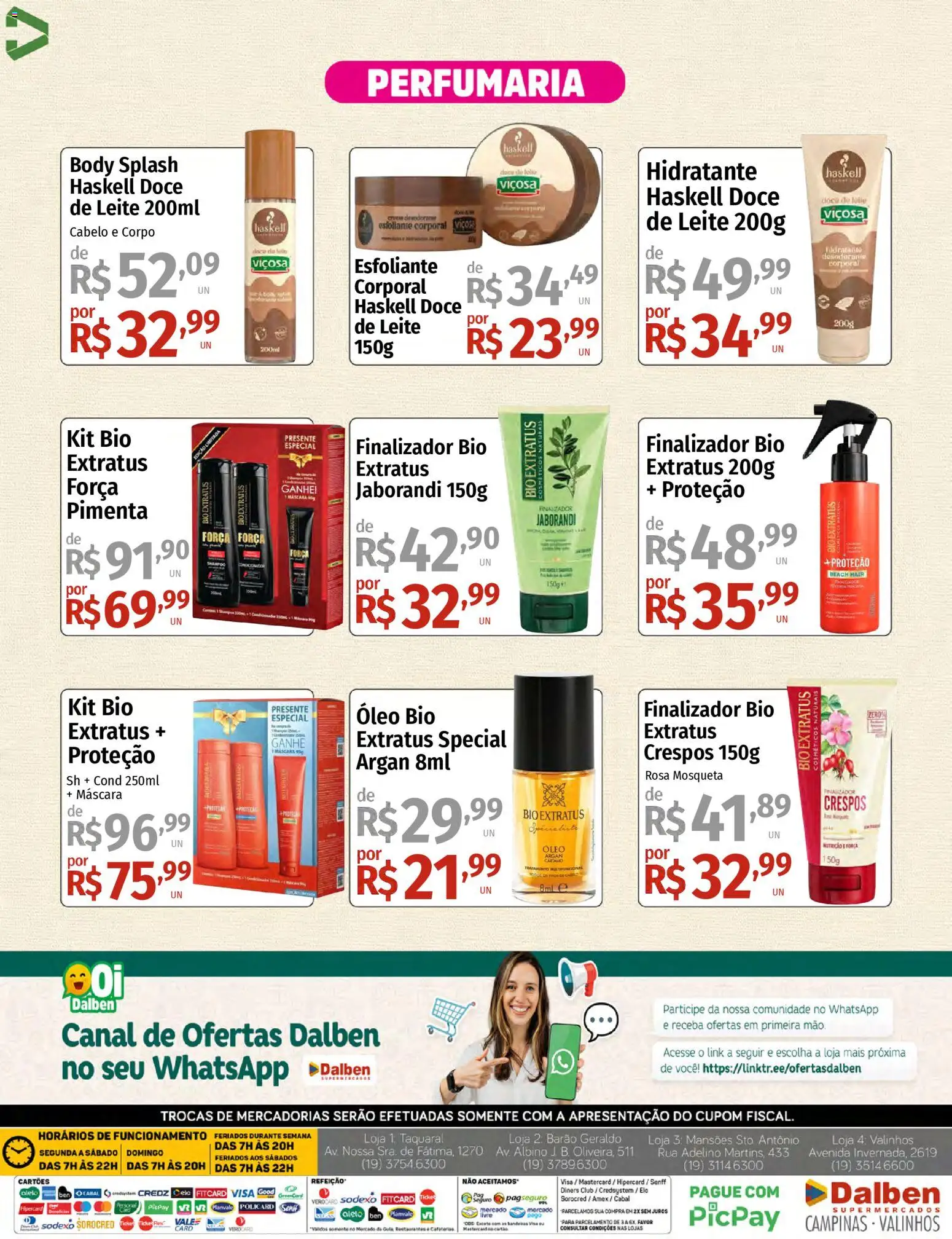 Supermercado Dalben Folheto - válido de 06.04.2026 | Página: 4 | Produtos: Leite, Óleo, Body, Doce de leite
