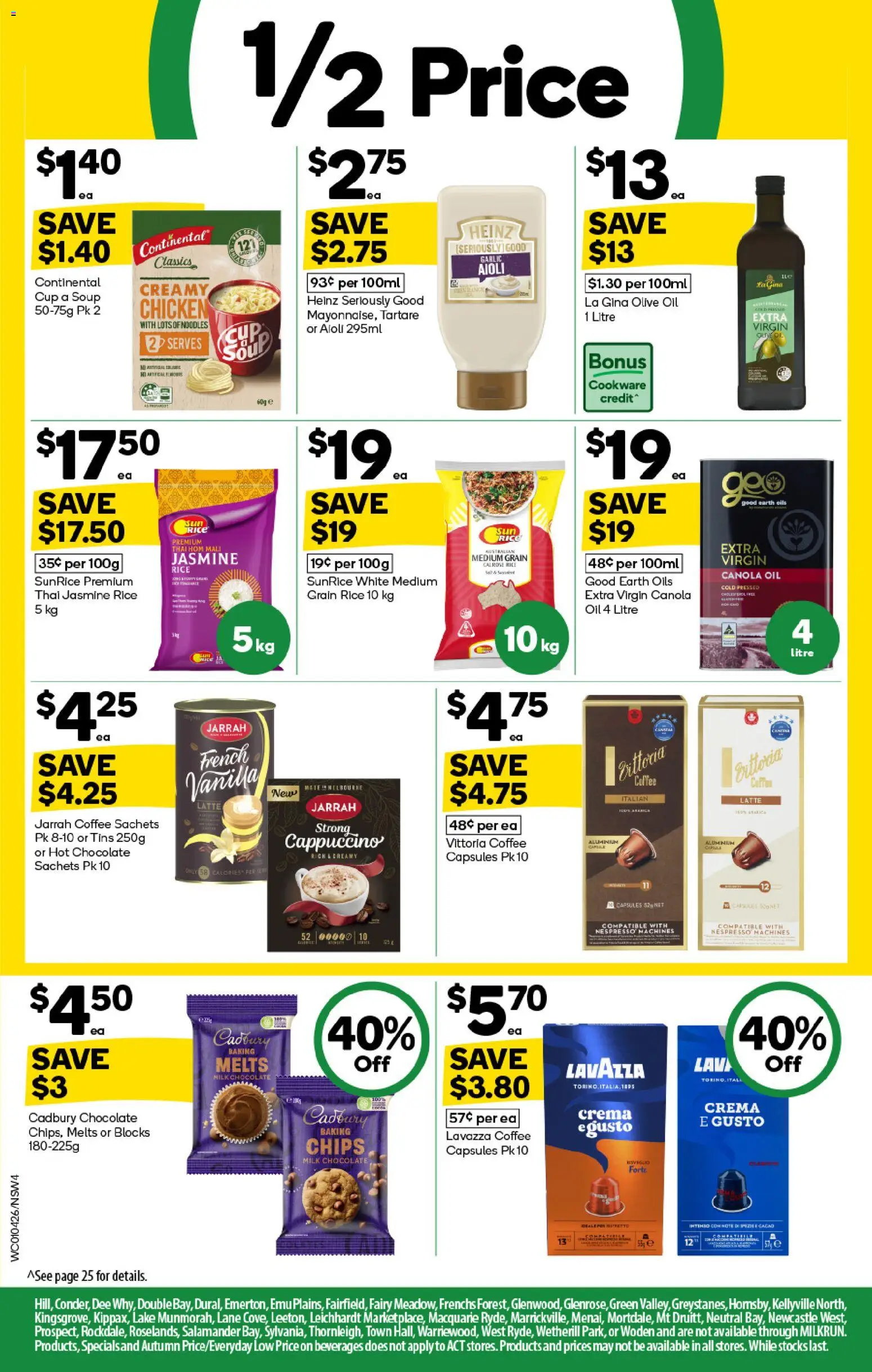Woolworths catalogue - valid from 01.04.2026 | Page: 4 | Products: Oil, Chocolate, Noodles, Garlic