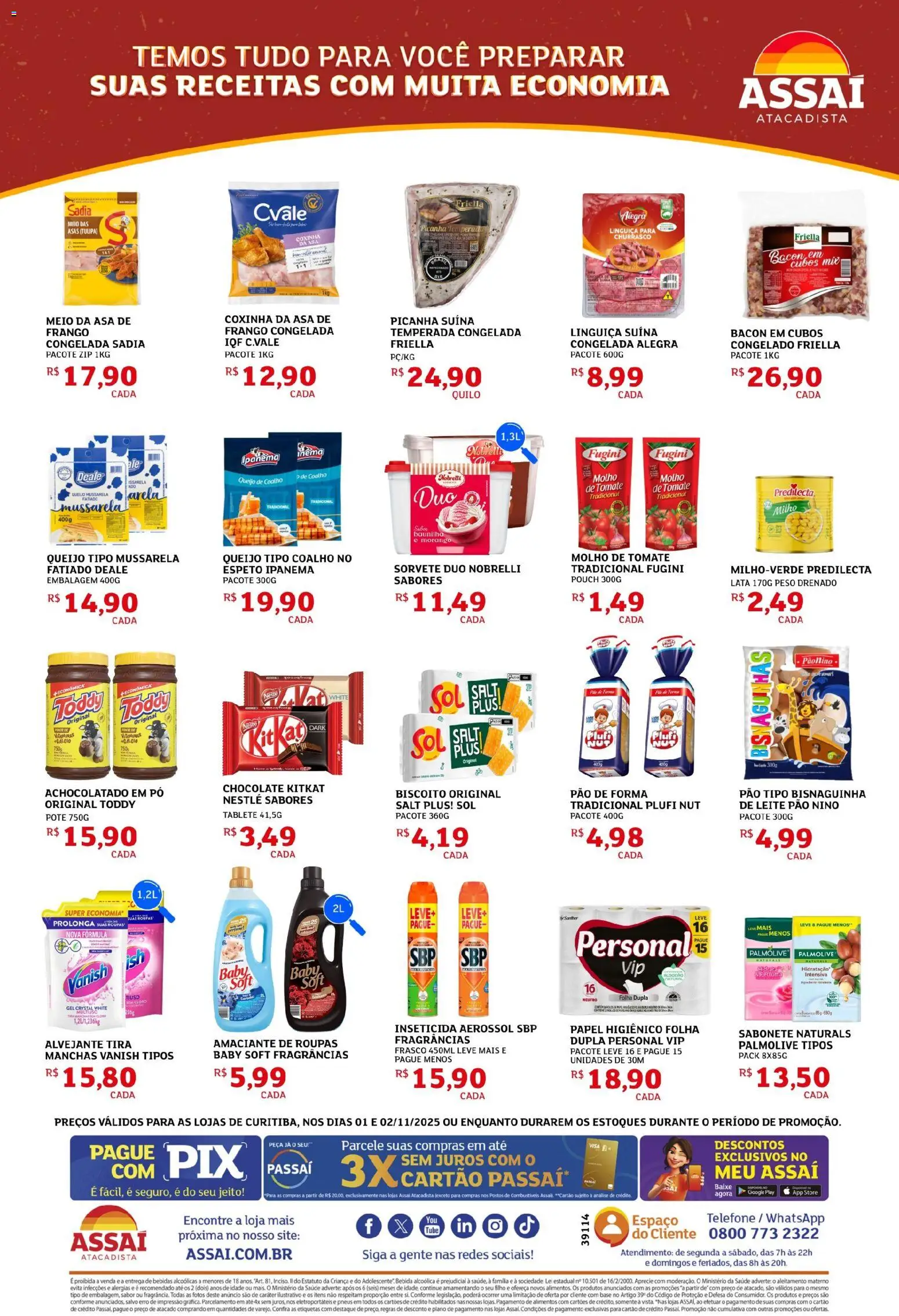 Assaí Atacadista Folheto - válido de 01.11.2025 | Página: 2 | Produtos: Base, Roupas, Sabonete, Inseticida