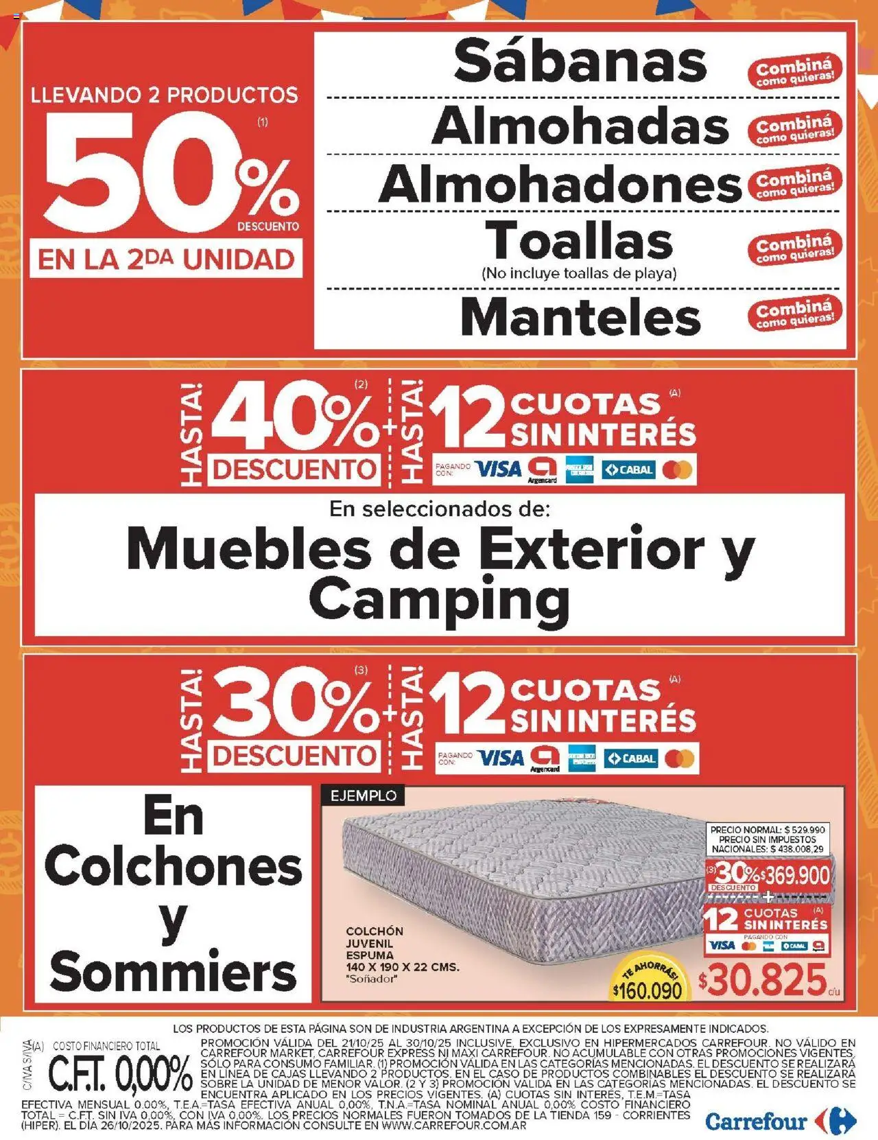 Carrefour ofertas - Salta │ válido desde el 21.10.2025 | Página: 17 | Productos: Sabanas, Colchón, Espuma, Té