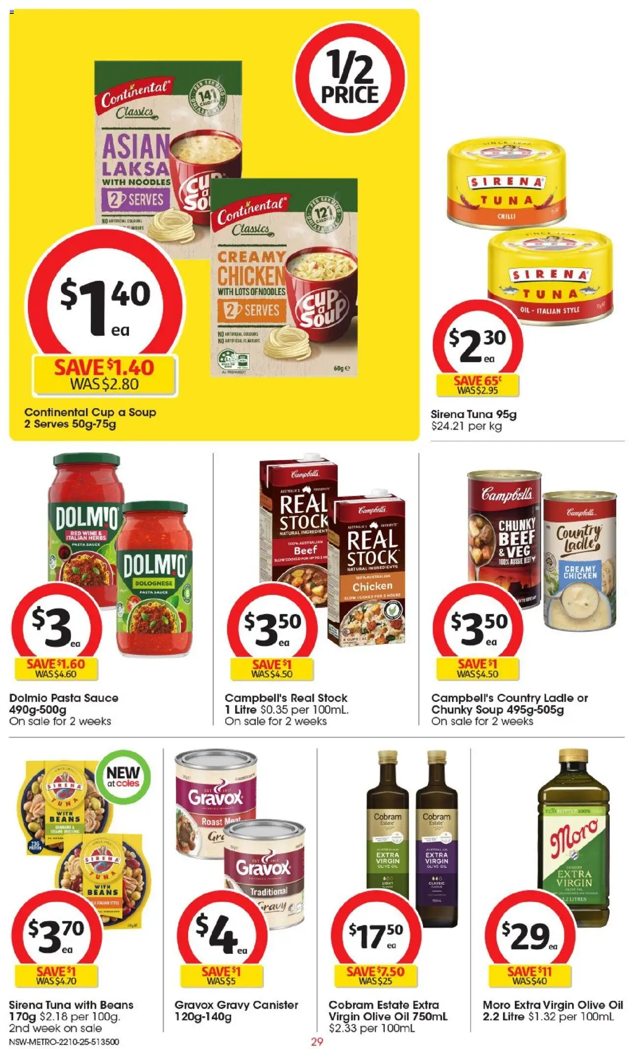 Coles catalogue - valid from 22.10.2025 | Page: 29 | Products: Pasta, Olive oil, Sauce, Soup