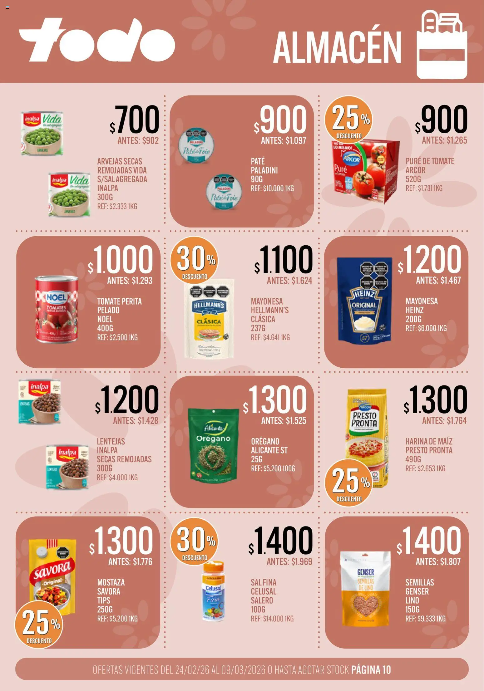 Supermercados TODO - Ofertas │ válido desde el 24.02.2026 | Página: 10 | Productos: Lentejas, Maiz, Sal, Semillas