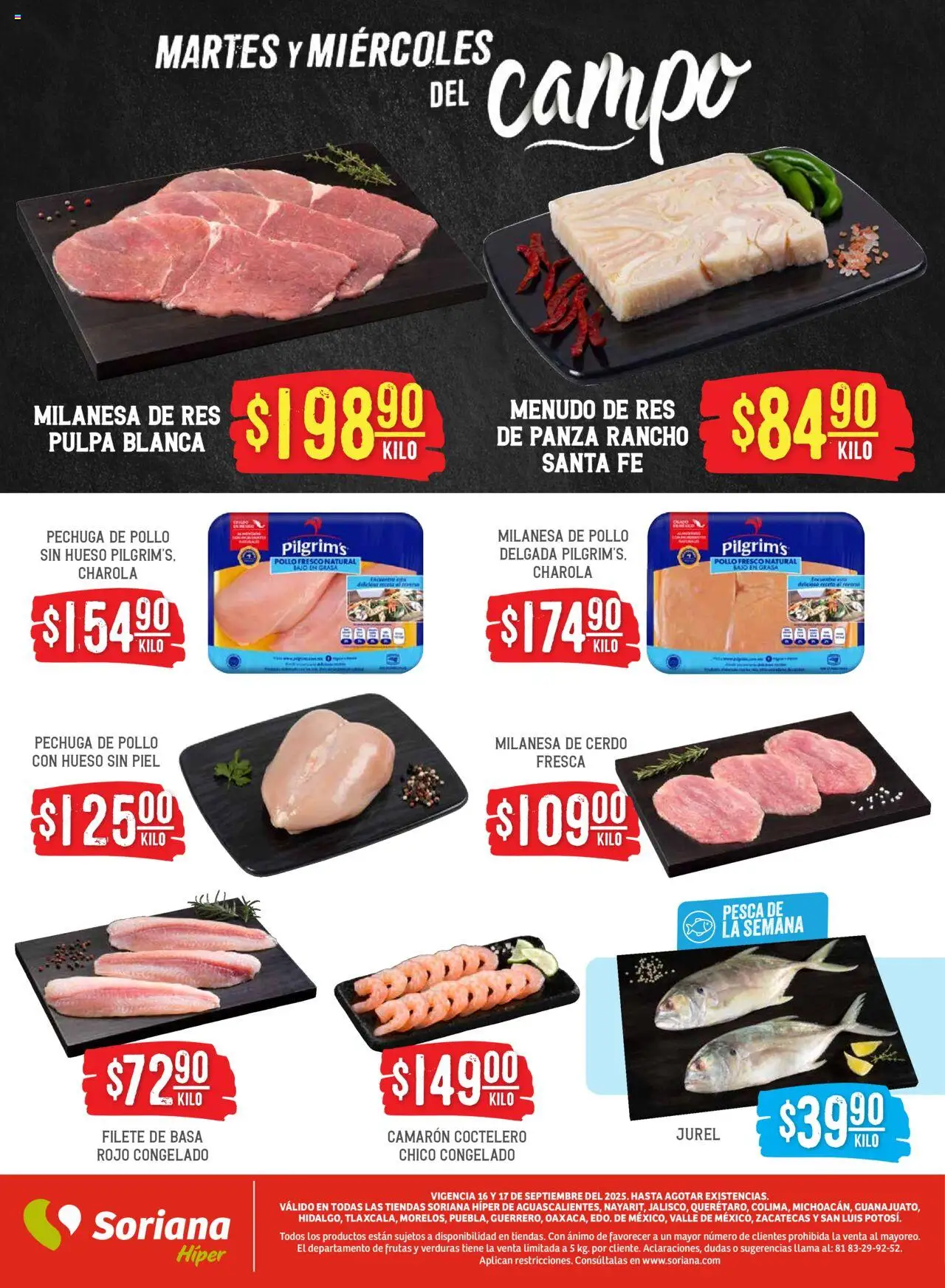 Nuevas ofertas de Soriana válidas en toda la República Mexicana desde el 16.09.2025. ¡Encuentra las mejores ofertas en Soriana - Folleto! | Página: 4 | Productos: Pollo, Milanesa, Cerdo, Res