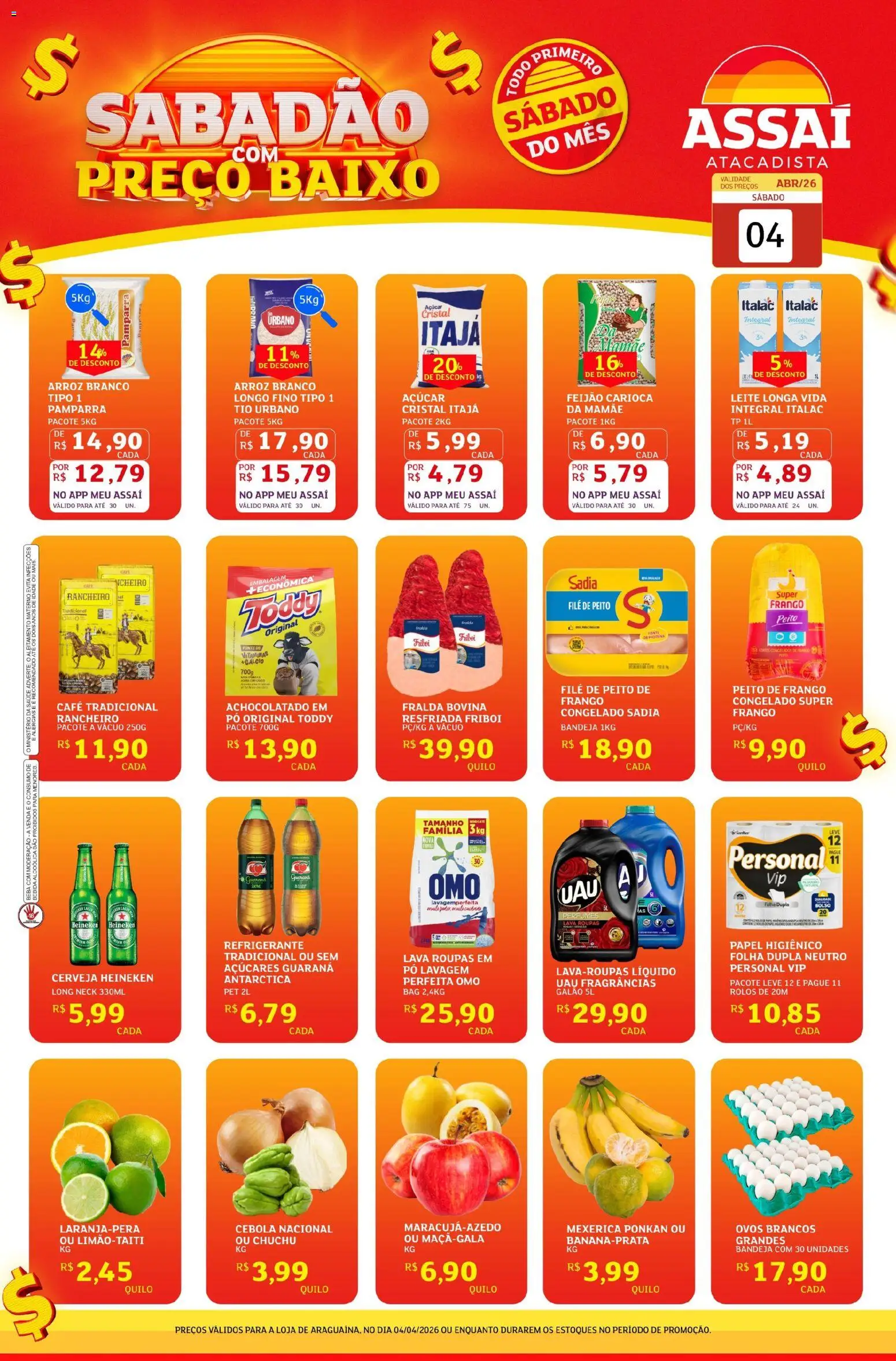 Assaí Atacadista Folheto - válido de 04.04.2026 | Página: 1 | Produtos: Pó, Guaraná, Cálcio, Baixo