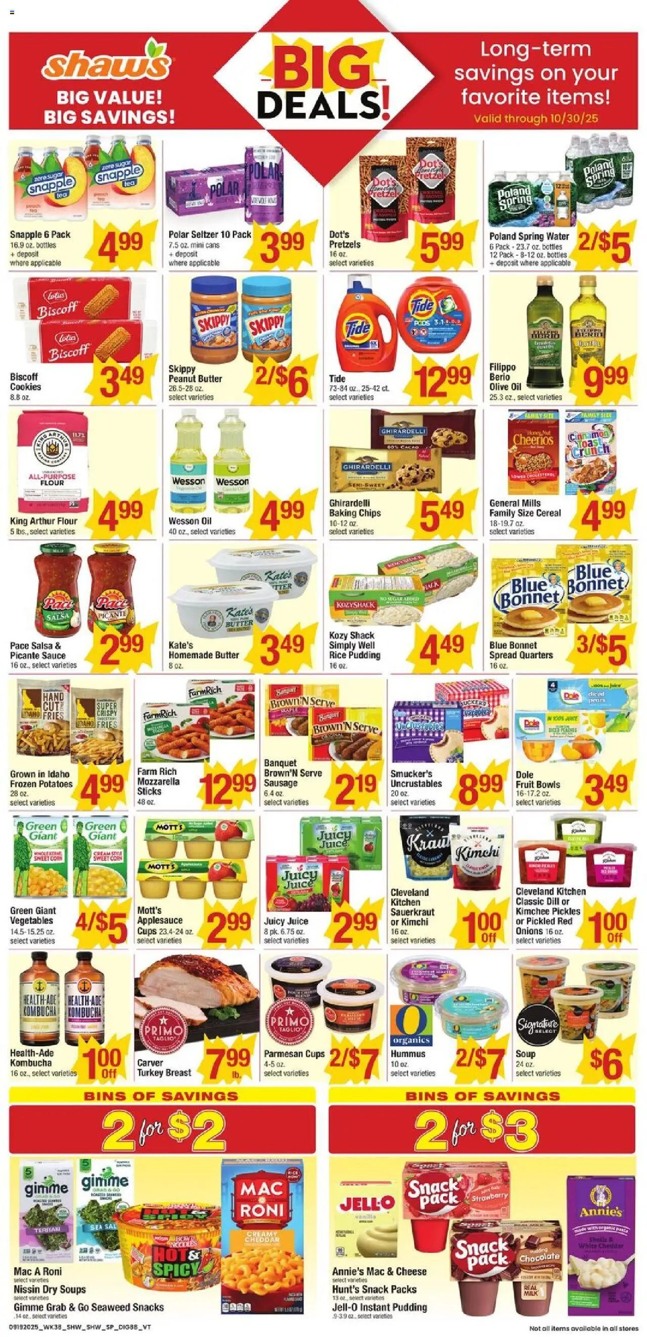 Shaw's Weekly Ad - VT - valid from 19.09.2025 | Page: 6 | Products: Milk, Juice, Chips, Sausage