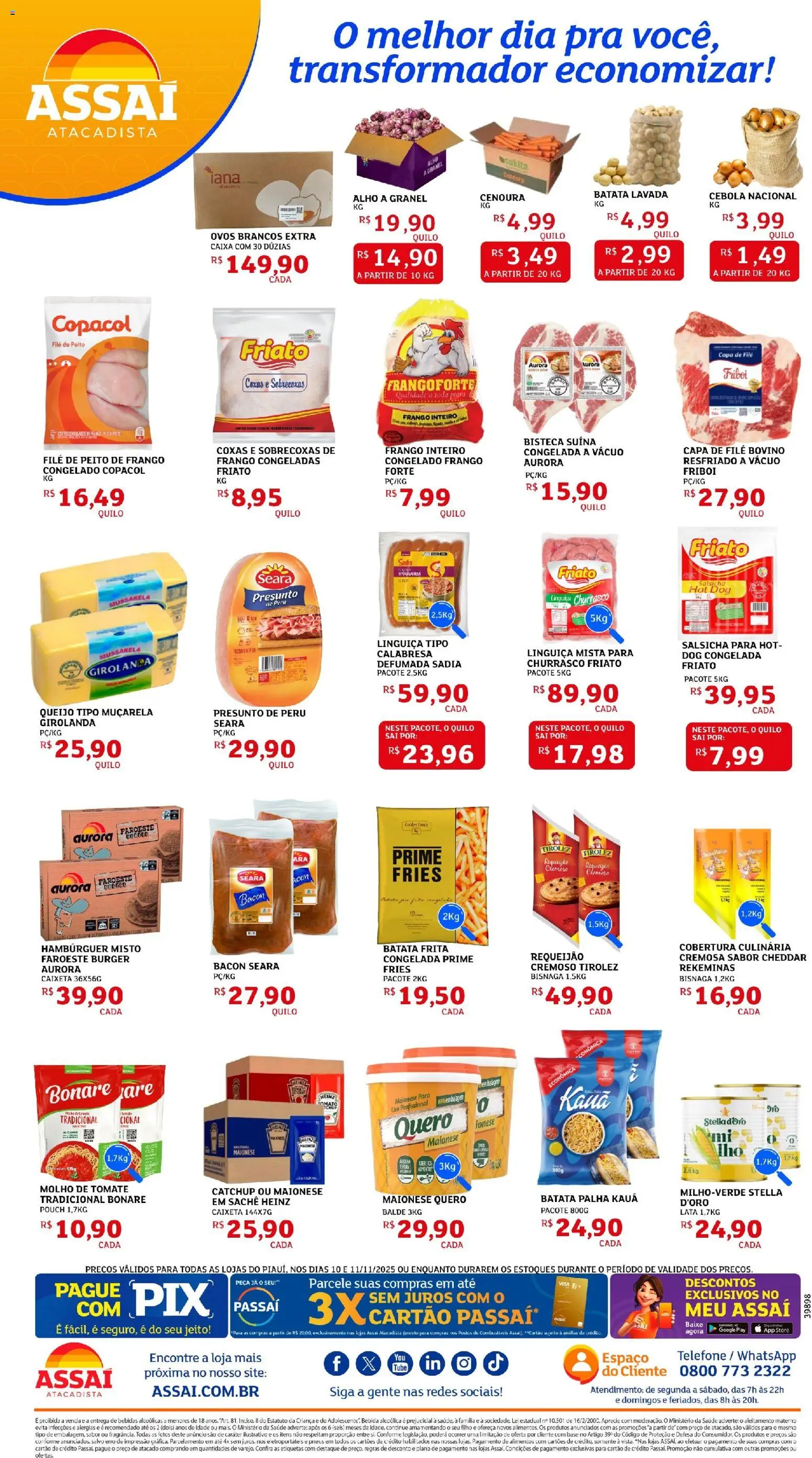 Assaí Atacadista Folheto - válido de 10.11.2025 | Página: 2 | Produtos: Molho de tomate, Salsicha, Bebida, Requeijão