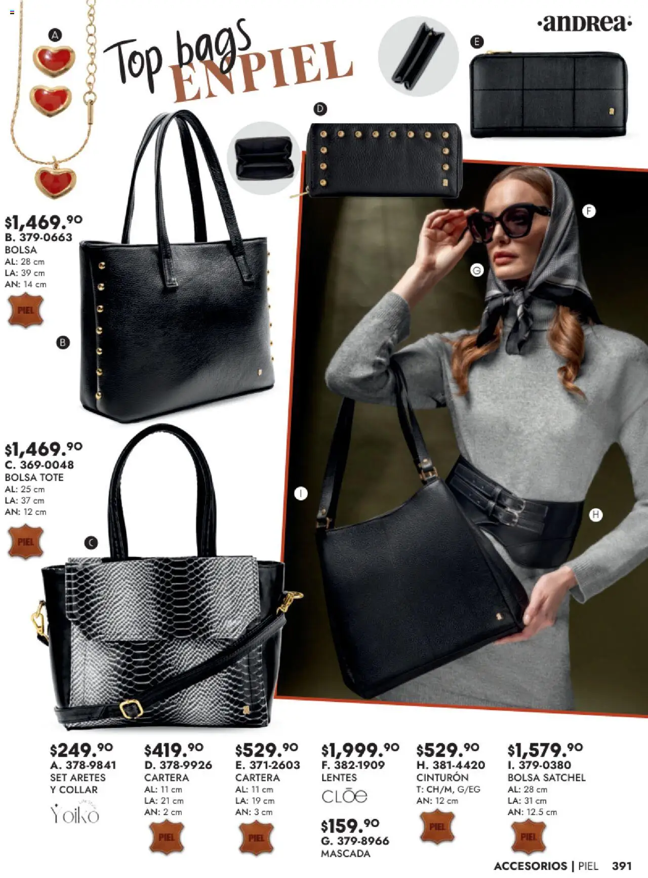 Nuevas ofertas de Andrea válidas en toda la República Mexicana desde el 24.08.2025. ¡Encuentra las mejores ofertas en Andrea - Catálogo Accesorios! | Página: 5 | Productos: Lentes, Cinturón, Bolsa, Aretes