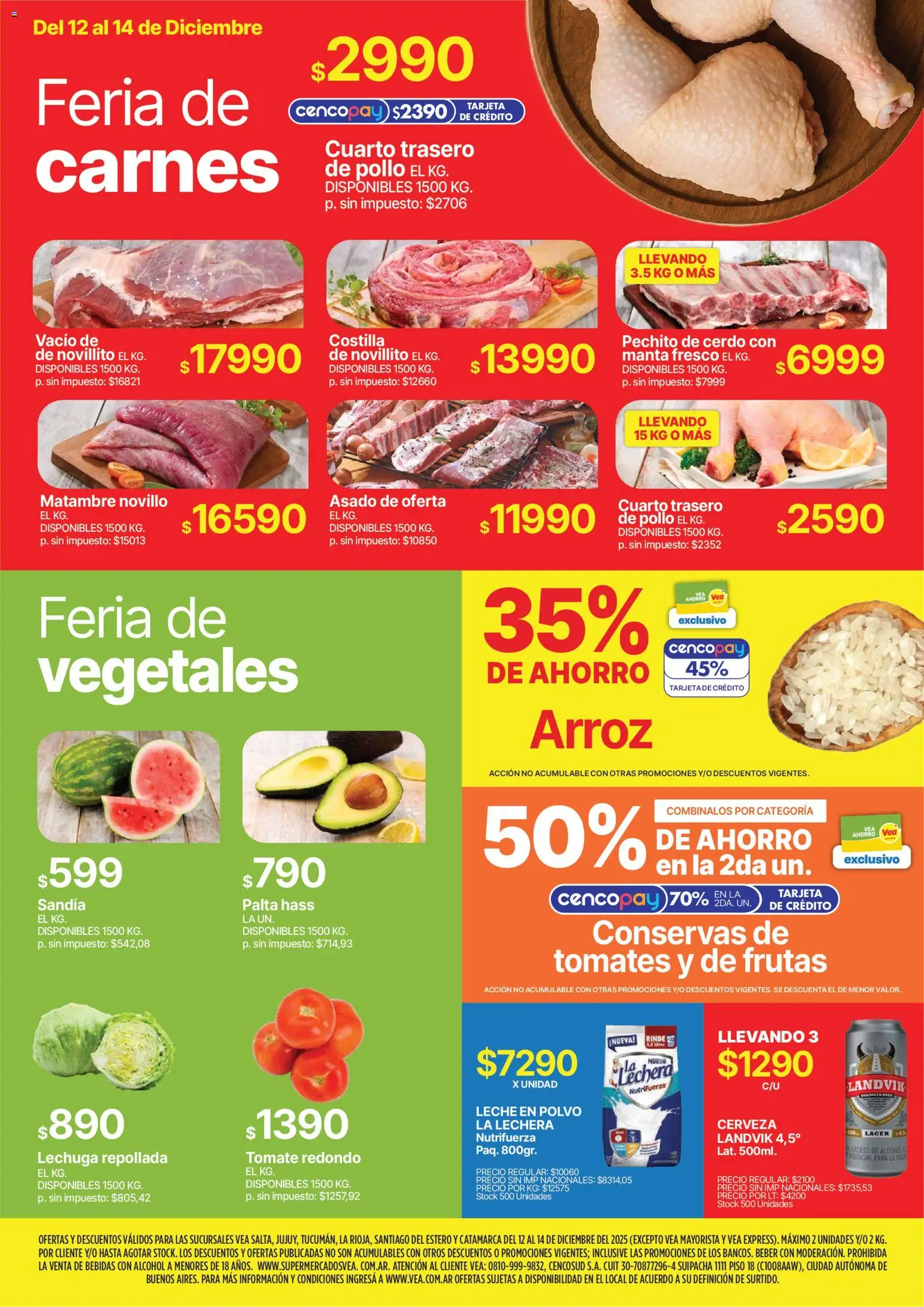 Vea - Oferta fin de semana │ válido desde el 12.12.2025 | Página: 3 | Productos: Leche en polvo, Tomate, Tomates, Arroz
