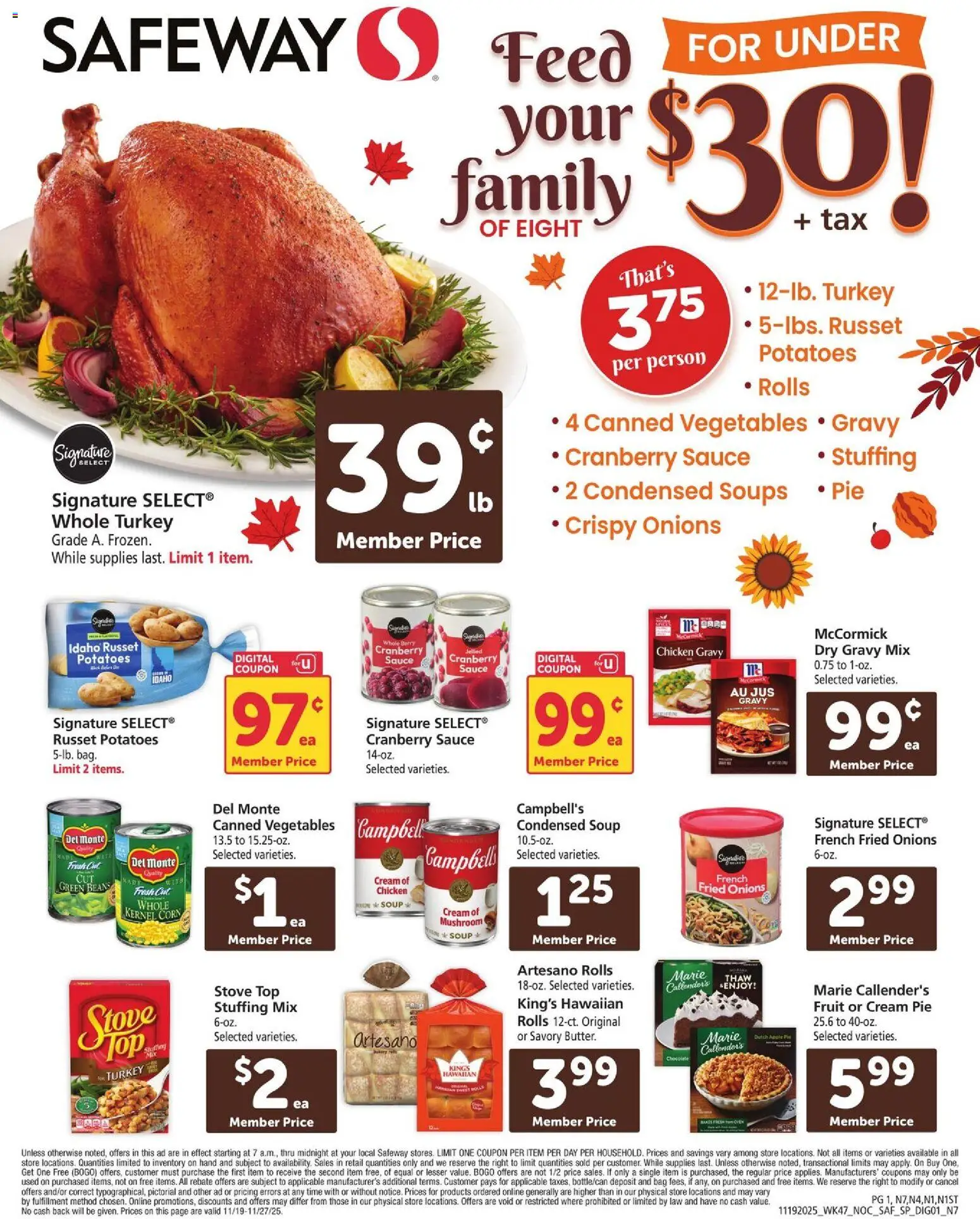 Safeway Specialty Publication - valid from 19.11.2025 | Page: 1 | Products: Cream, Potatoes, Sauce, Stove