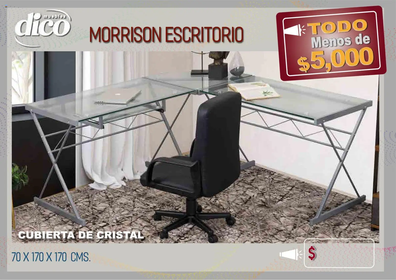 Nuevas ofertas de Muebles Dico válidas en toda la República Mexicana desde el 09.04.2026. ¡Encuentra las mejores ofertas en Muebles Dico catálogo Todo menos de 5000 Pacifico! | Página: 61 | Productos: Escritorio