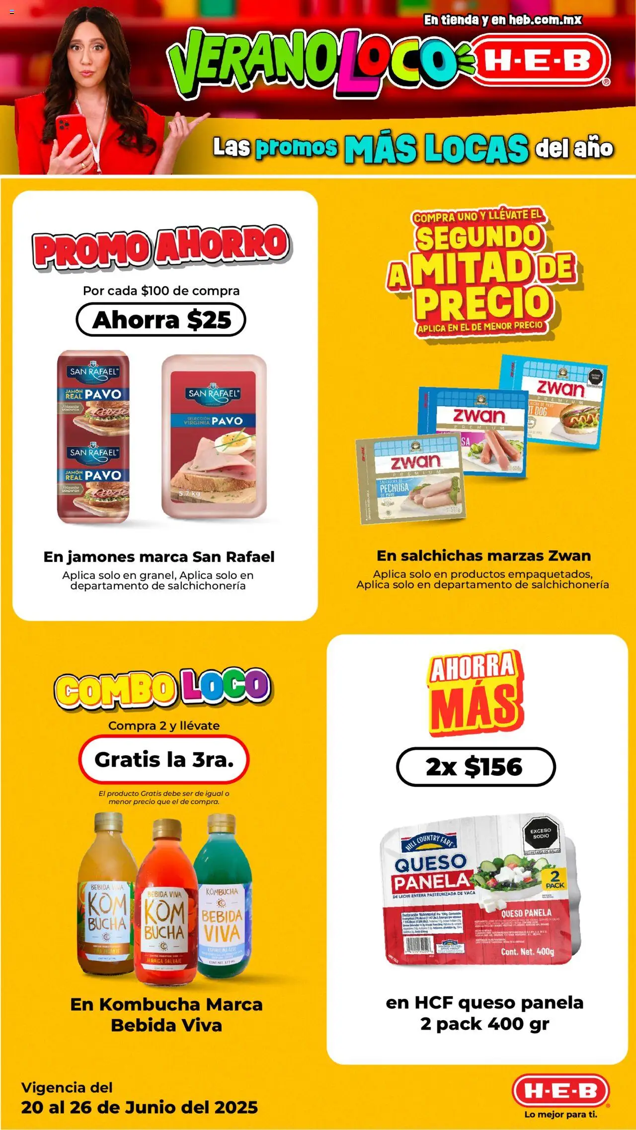 Nuevas ofertas de H-E-B válidas en toda la República Mexicana desde el 20.06.2025. ¡Encuentra las mejores ofertas en H-E-B folleto! | Página: 8 | Productos: Salchicha, Leche, Queso