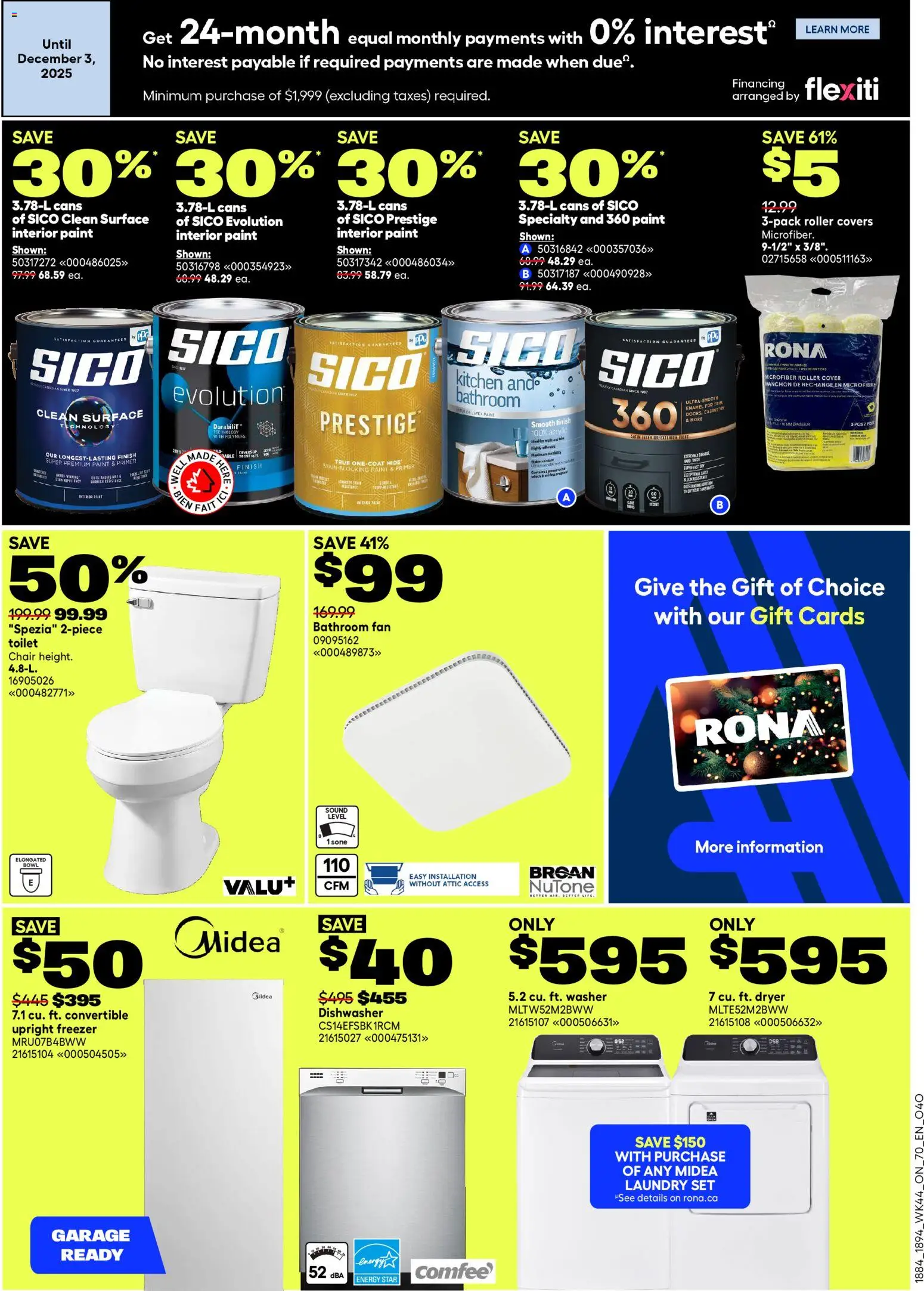 Rona flyer valid from 27.11.2025 | Page: 2 | Products: Freezer, Dryer, Fan, Chair