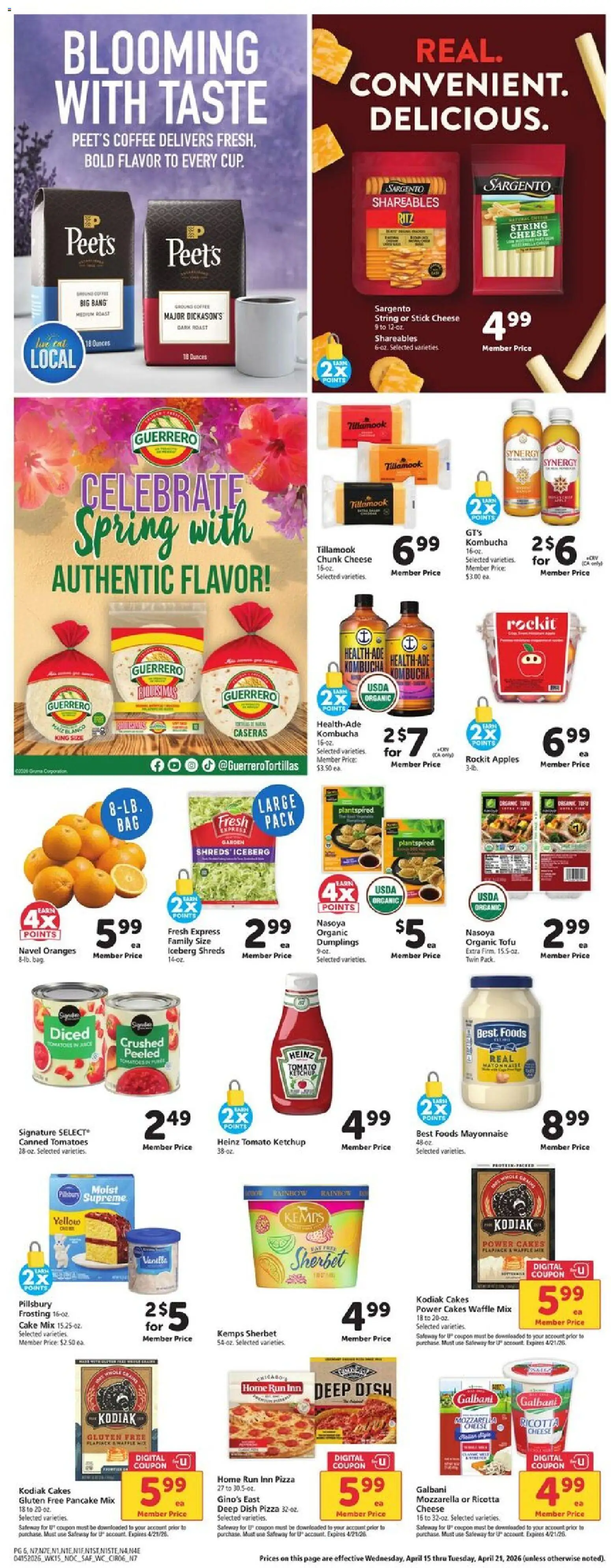 Safeway Weekly Ad - valid from 15.04.2026 | Page: 6 | Products: Cheese, Coffee, Pizza, Mayonnaise