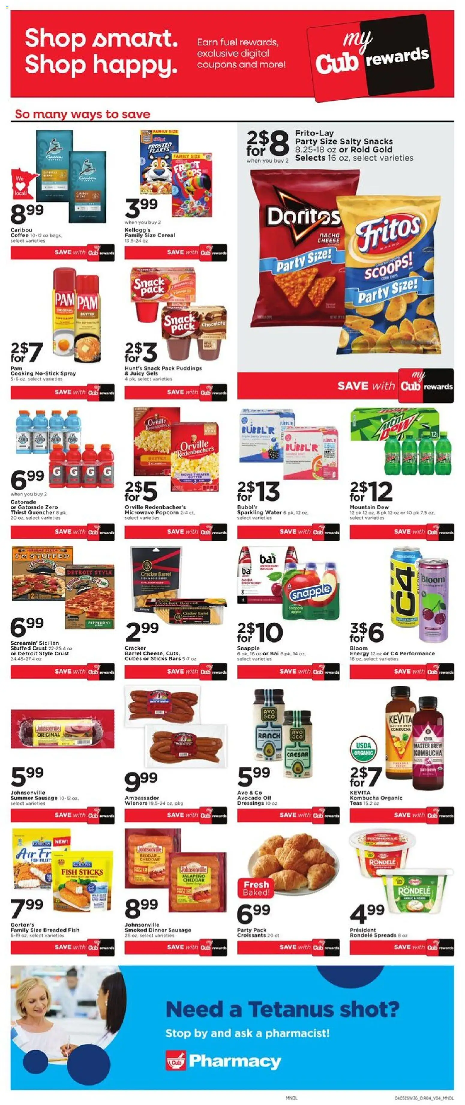 Cub Foods Weekly Savings - MN - valid from 05.04.2026 | Page: 4 | Products: Cheese, Fish, Flakes, Water