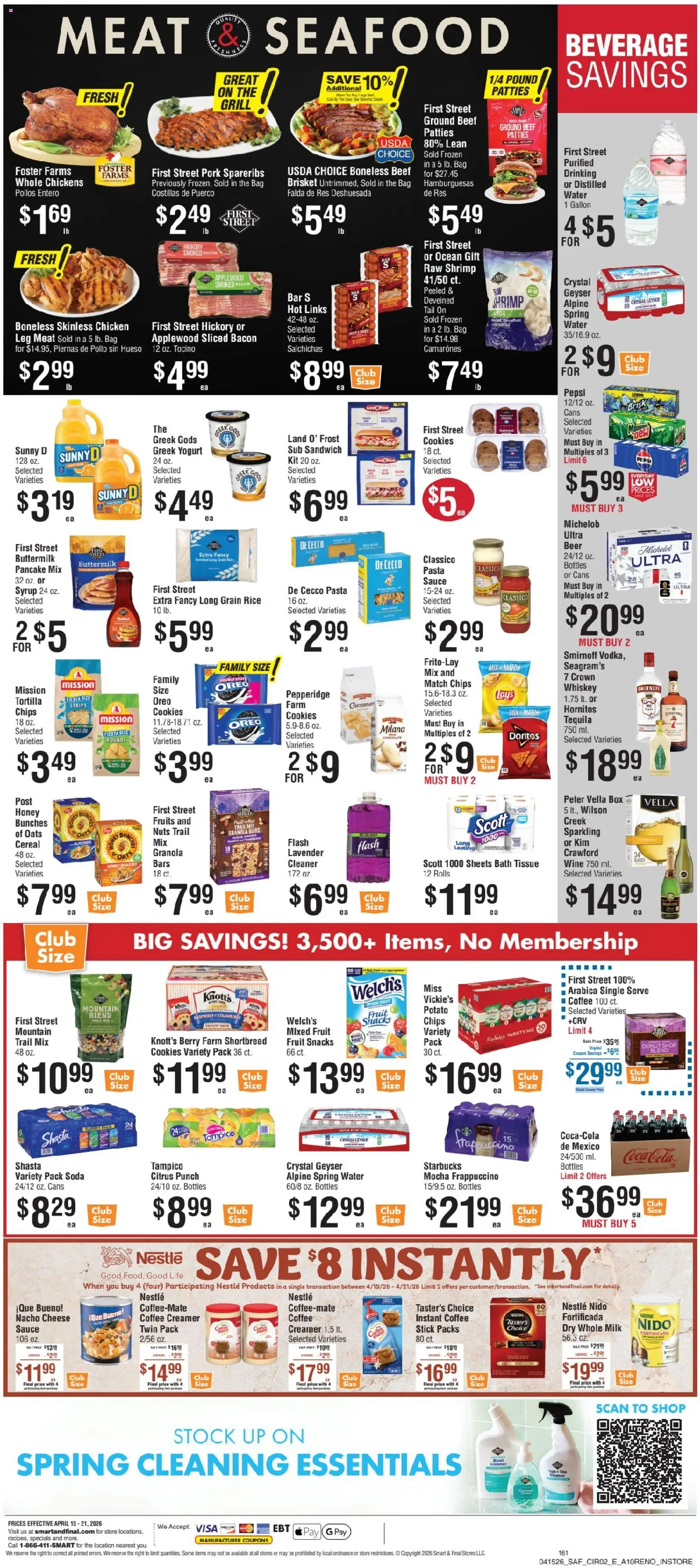 Smart & Final Weekly Ad - valid from 15.04.2026 | Page: 3 | Products: Rice, Nuts, Water, Sauce