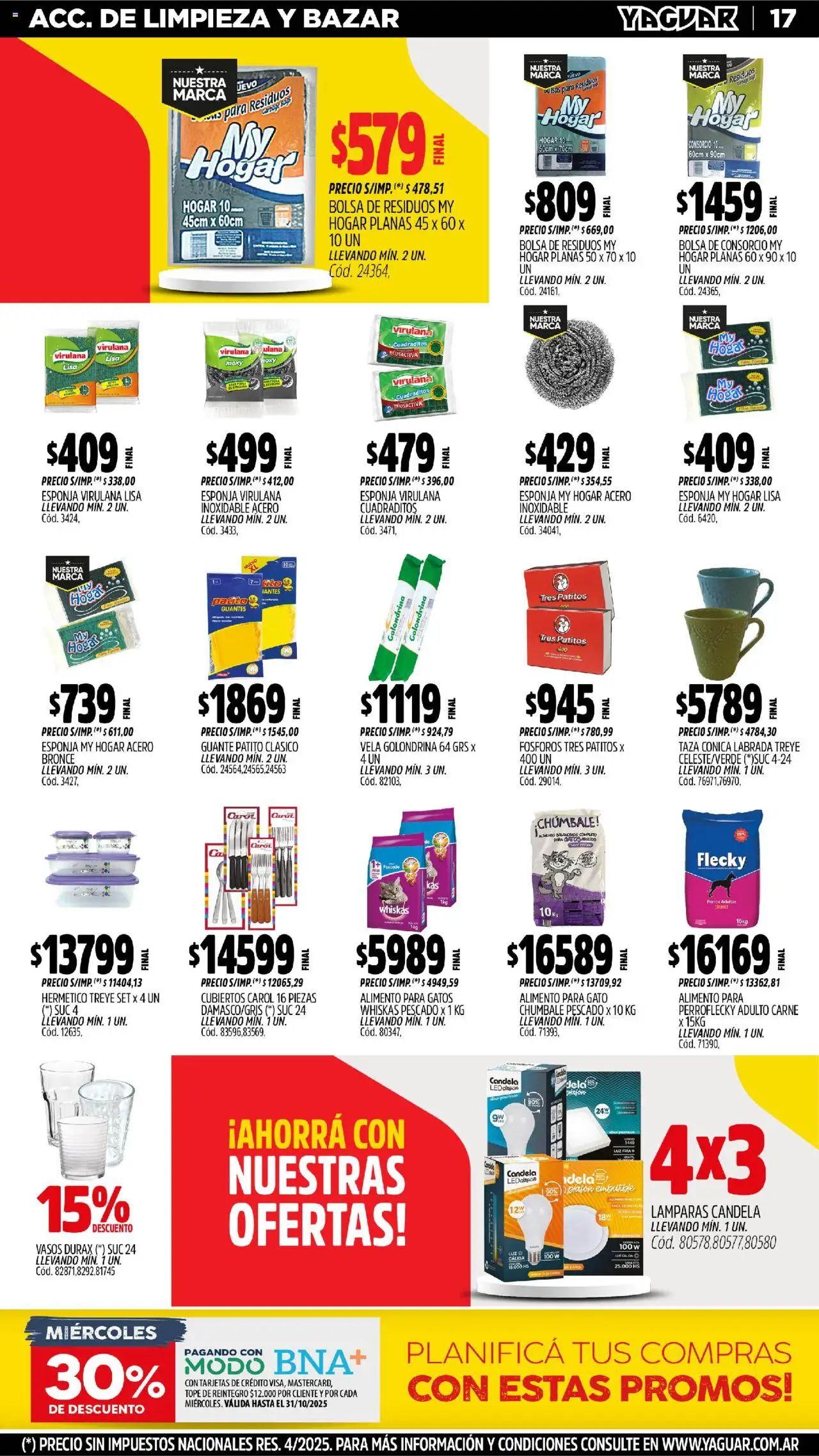 Yaguar - Misiones │ válido desde el 20.10.2025 | Página: 17 | Productos: Vela, Bolsa, Pescado, Vasos