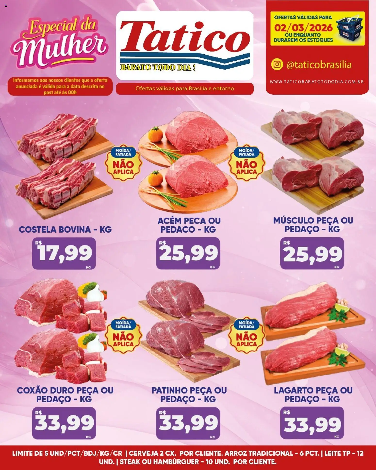 Tatico Folheto - válido de 02.03.2026 | Página: 11 | Produtos: Acém, Leite, Cerveja, Arroz