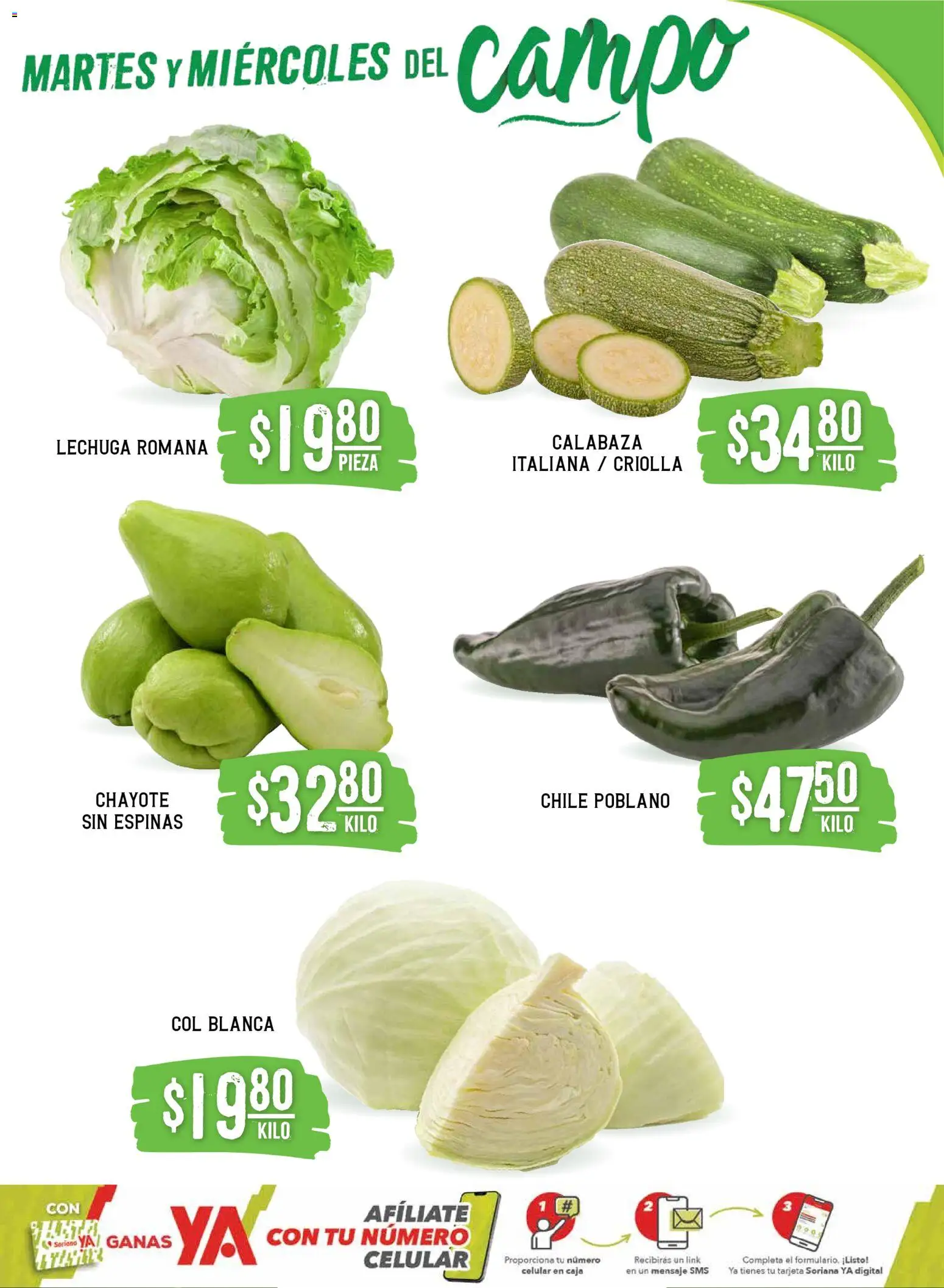 Nuevas ofertas de Soriana válidas en toda la República Mexicana desde el 16.12.2025. ¡Encuentra las mejores ofertas en Soriana - Martes y Miércoles del Campo Súper: BCS, Son y Sin! | Página: 3 | Productos: Col, Lechuga, Caja