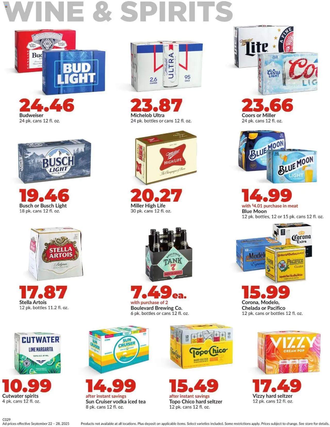 HyVee Weekly Ad - valid from 22.09.2025 | Page: 34 | Products: Beer, Tea, Cream, Vodka