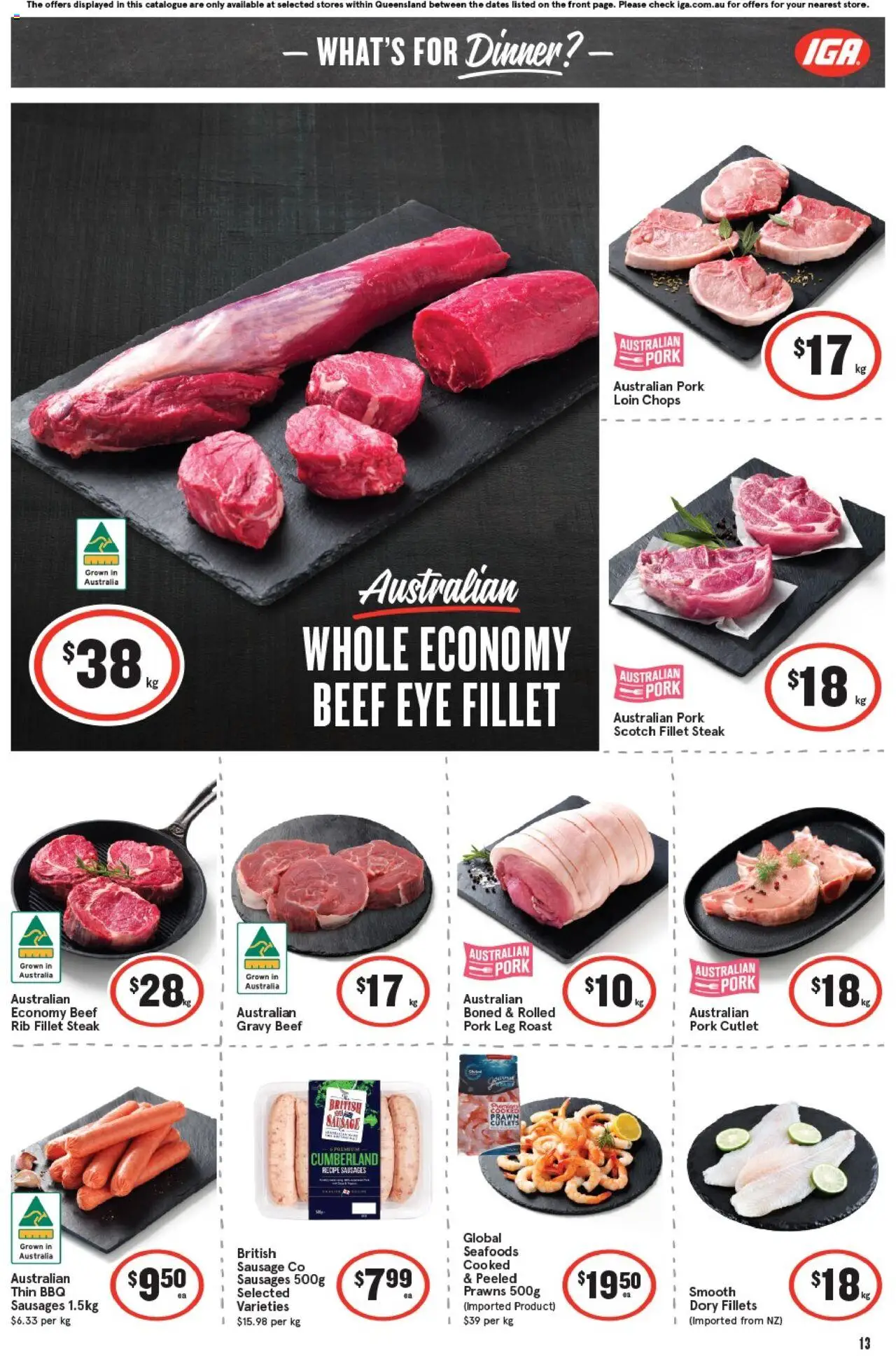 IGA catalogue - valid from 24.09.2025 | Page: 16 | Products: Pork, Beef, Prawns, Sausage