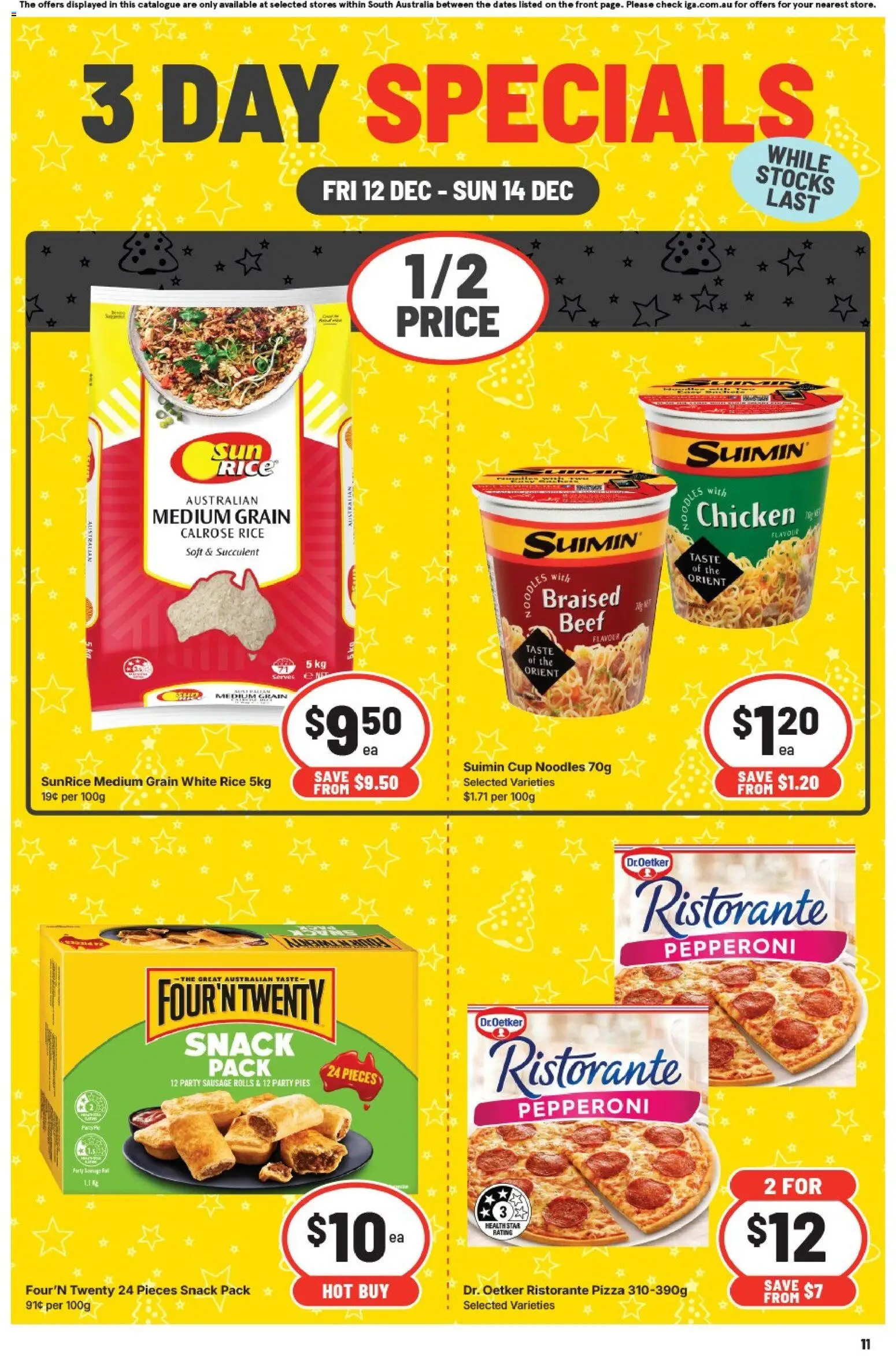 IGA catalogue - valid from 12.12.2025 | Page: 3 | Products: Chicken, Rice, Beef, Pies