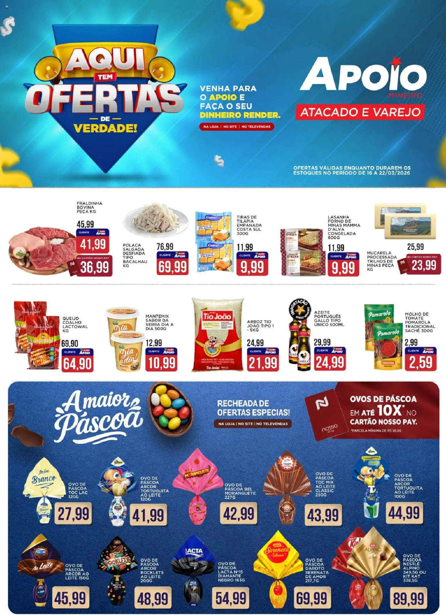 Apoio Mineiro Folheto - válido de 16.03.2026 | Página: 1 | Produtos: Forno, Leite, Faca, Arroz