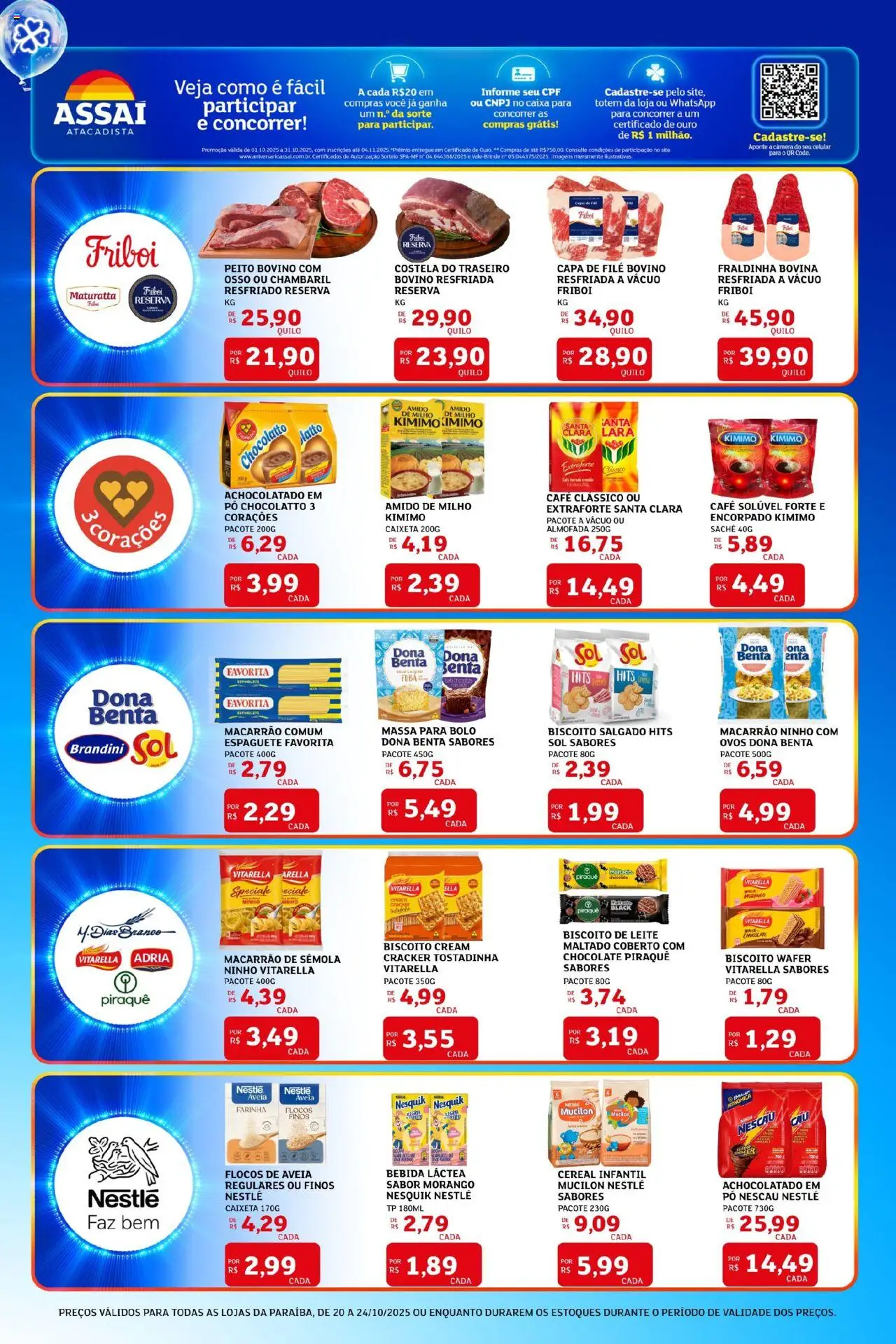 Assaí Atacadista Folheto - válido de 20.10.2025 | Página: 3 | Produtos: Chocolate, Massa, Flocos, Café solúvel