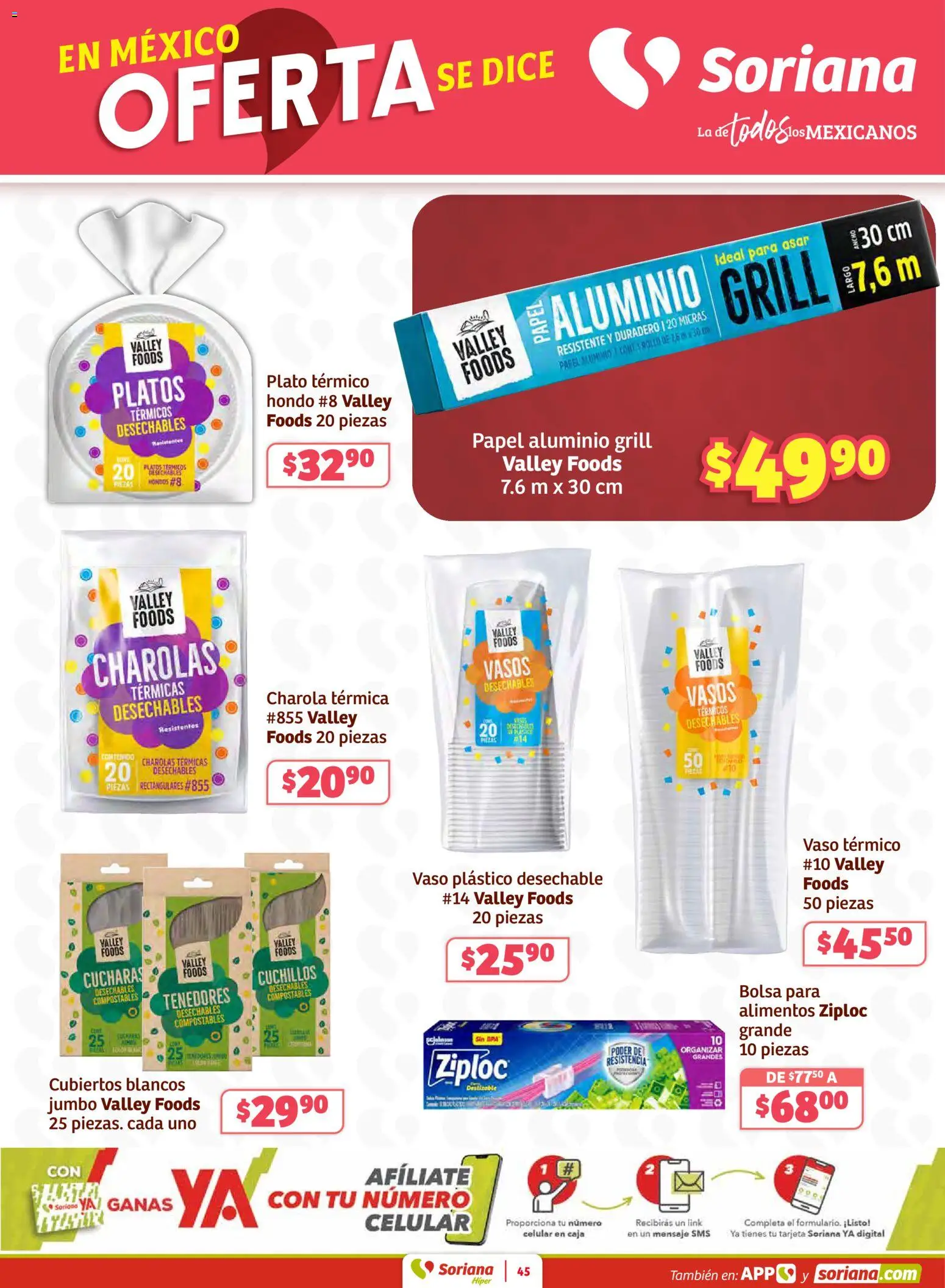 Nuevas ofertas de Soriana válidas en toda la República Mexicana desde el 29.01.2026. ¡Encuentra las mejores ofertas en Soriana - Preciazazaso Híper: Valle de México! | Página: 45 | Productos: Bolsa, Caja, Vasos