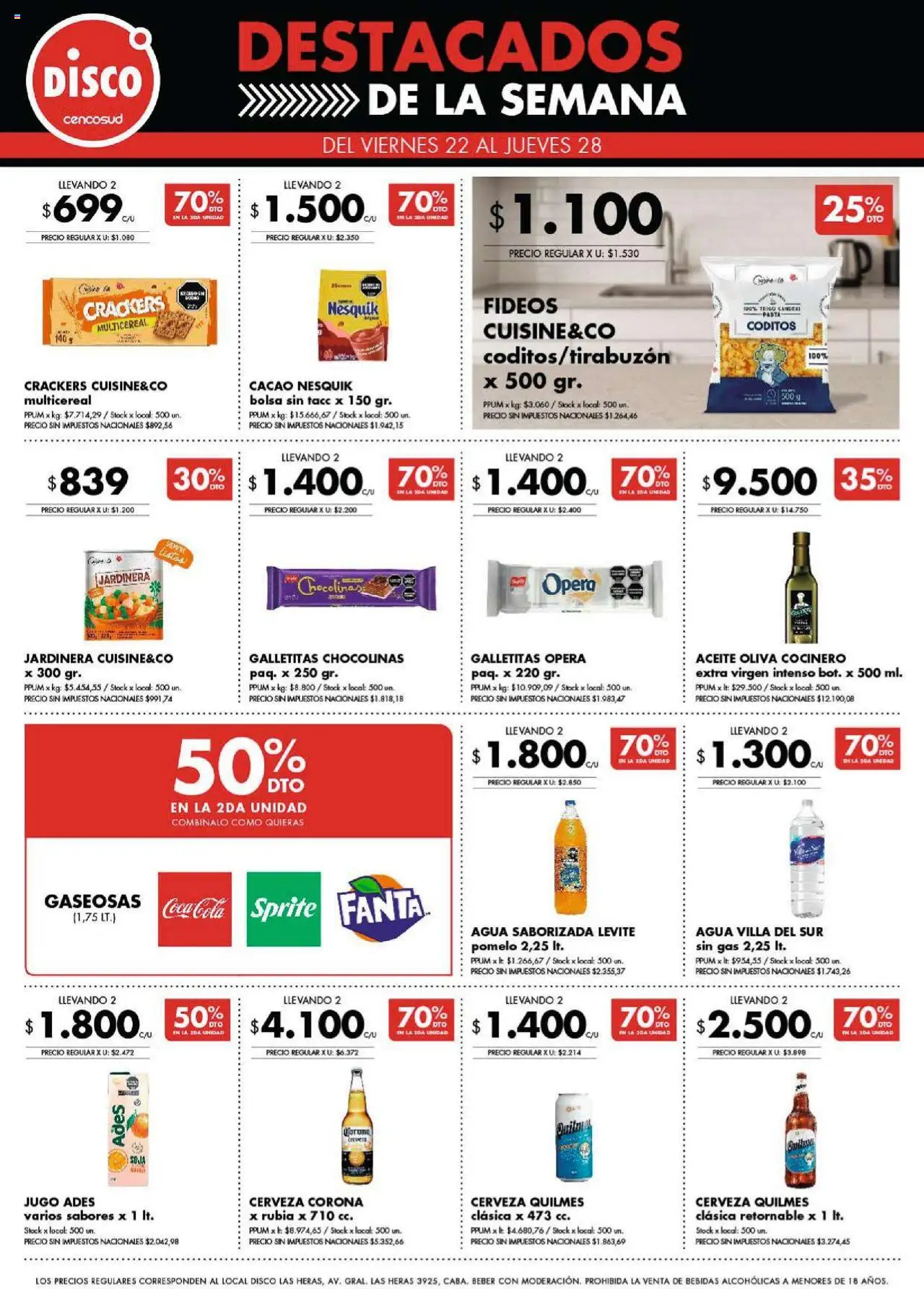 Disco ofertas - CABA │ válido desde el 22.08.2025 | Página: 8 | Productos: Aceite, Jugo, Agua saborizada, Fideos