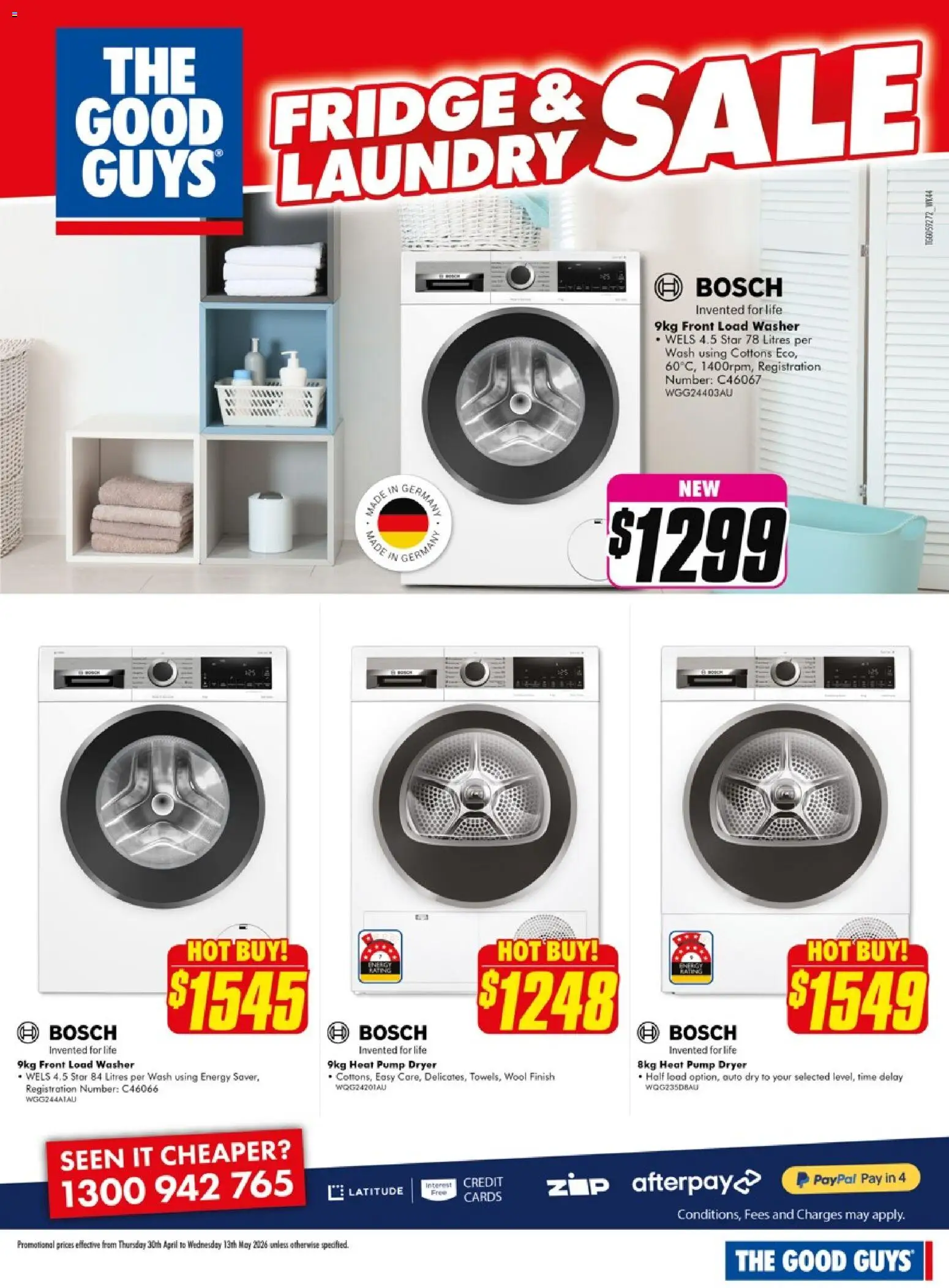 The Good Guys catalogue - valid from 30.04.2026 | Page: 9 | Products: Laundry, Fridge, Dryer, Washer