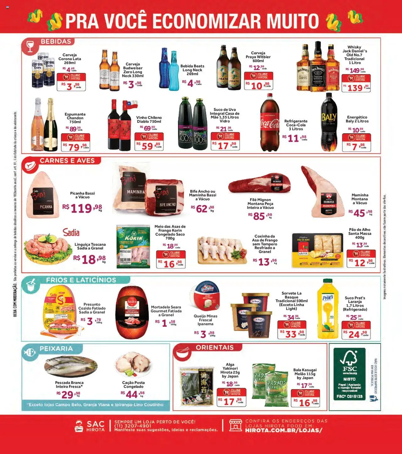 Hirota Food Folheto - válido de 08.08.2025 | Página: 2 | Produtos: Linguiça, Pão, Suco, Cerveja