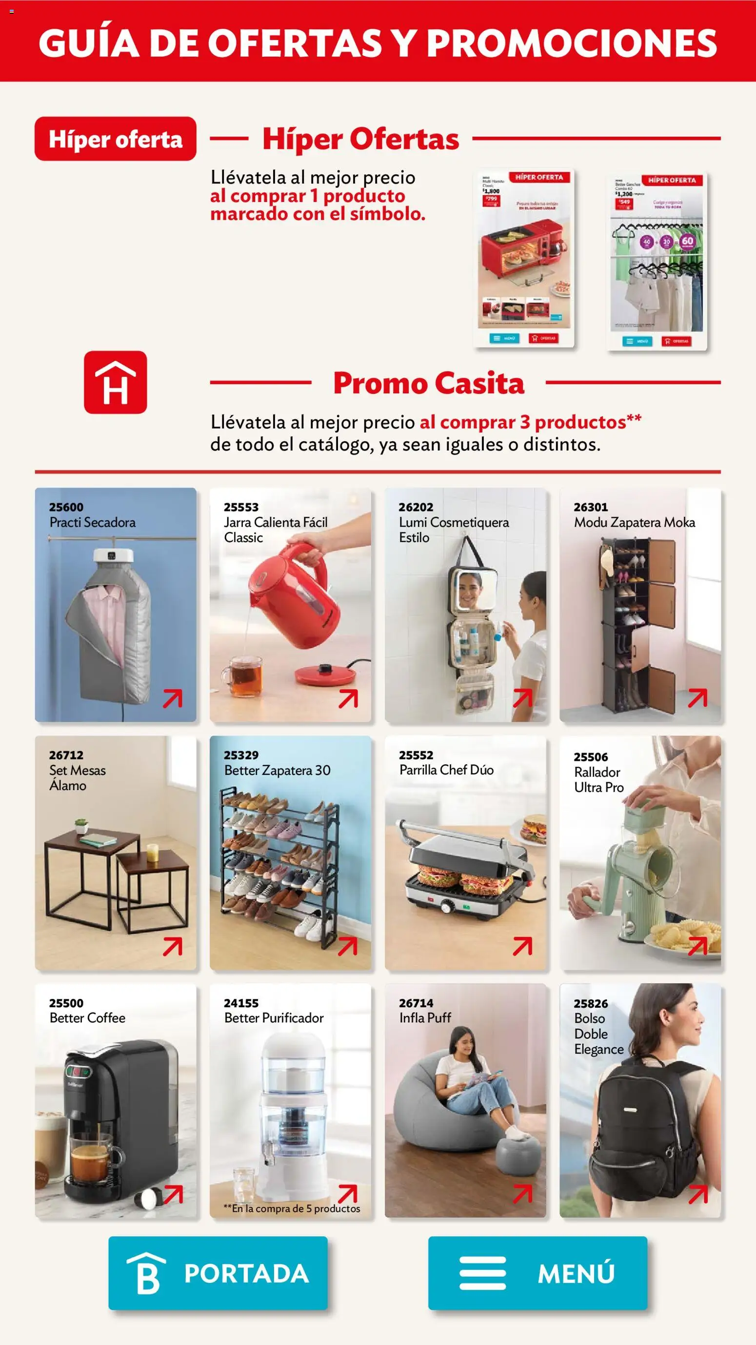 Nuevas ofertas de Betterware válidas en toda la República Mexicana desde el 05.01.2026. ¡Encuentra las mejores ofertas en Betterware campaña 1 2026! | Página: 112 | Productos: Secadora, Sofá, Bolso, Parrilla