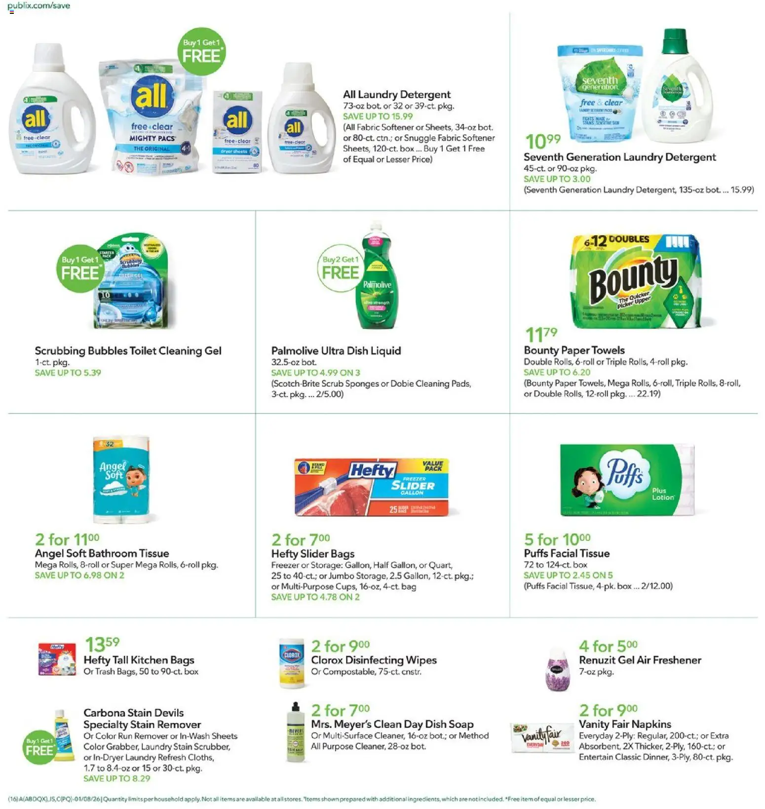 Publix Weekly Ad - valid from 07.01.2026 | Page: 16 | Products: Picker, Soap, Detergent, Dryer