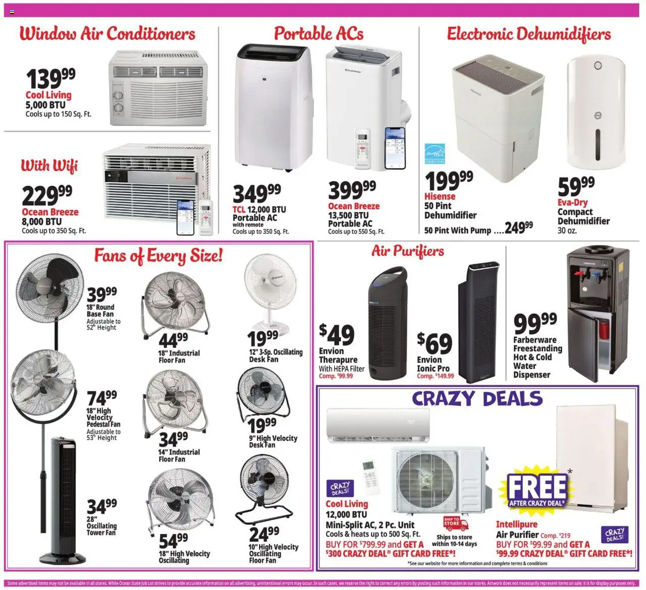 Ocean State Job Lot Weekly Ad - valid from 07.08.2025 | Page: 8 | Products: Desk, Dehumidifier, Fan, Air purifier