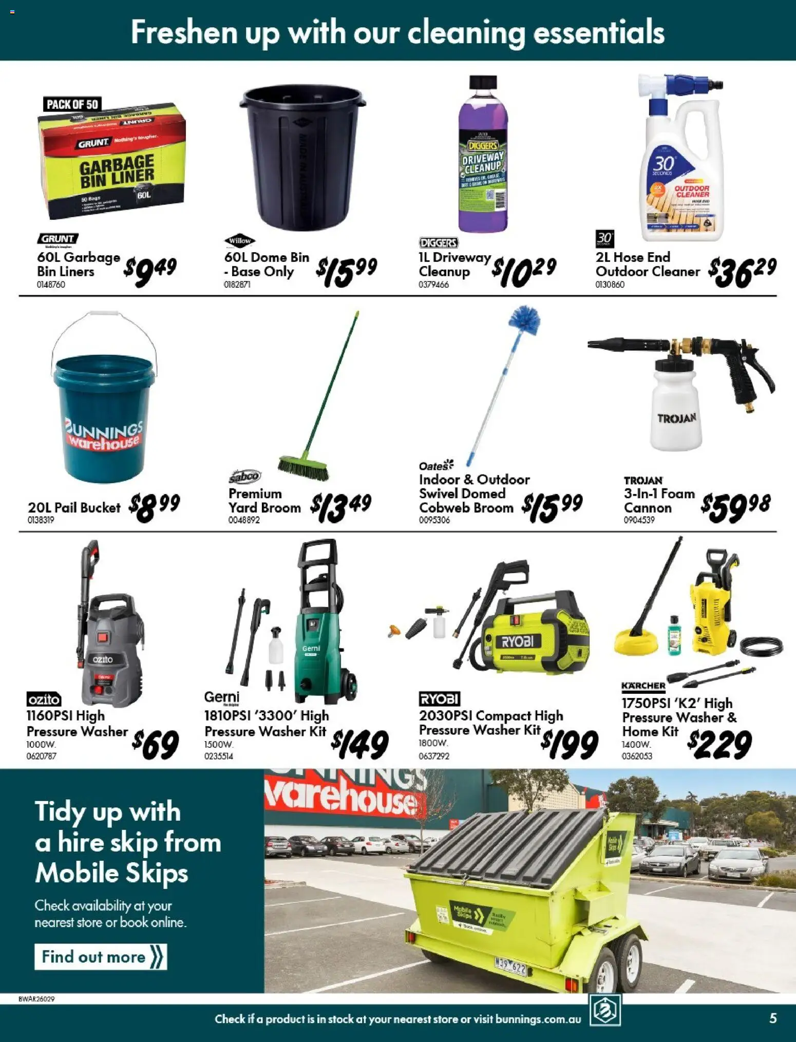 Bunnings Warehouse catalogue - valid from 07.01.2026 | Page: 5 | Products: Cleaner, Washer, Mobile, Broom