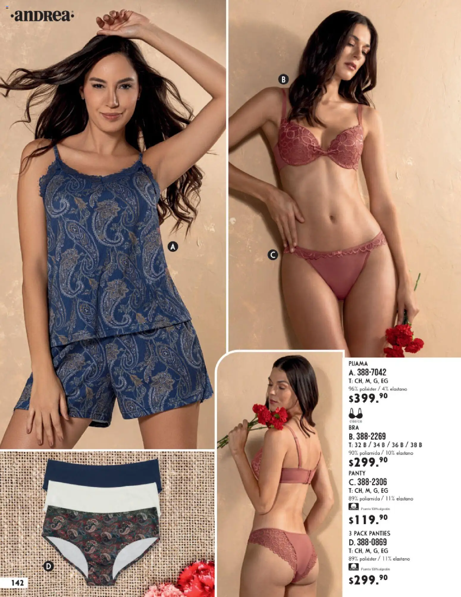 Nuevas ofertas de Andrea válidas en toda la República Mexicana desde el 25.01.2026. ¡Encuentra las mejores ofertas en Andrea catálogo Lencería & vestir interior! | Página: 38 | Productos: Pijama