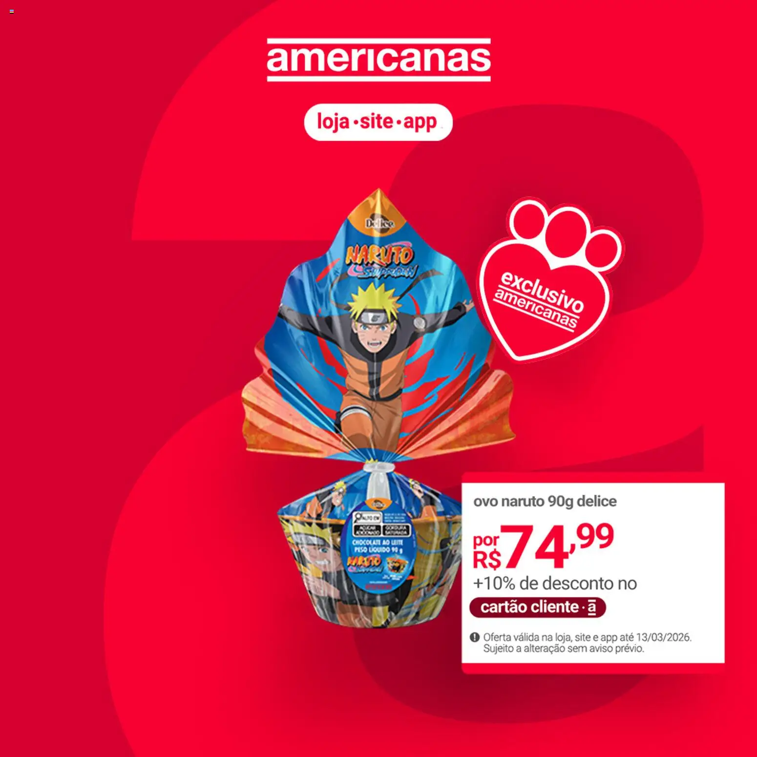 Lojas Americanas Folheto - válido de 12.03.2026 | Página: 3 | Produtos: Leite, Chocolate