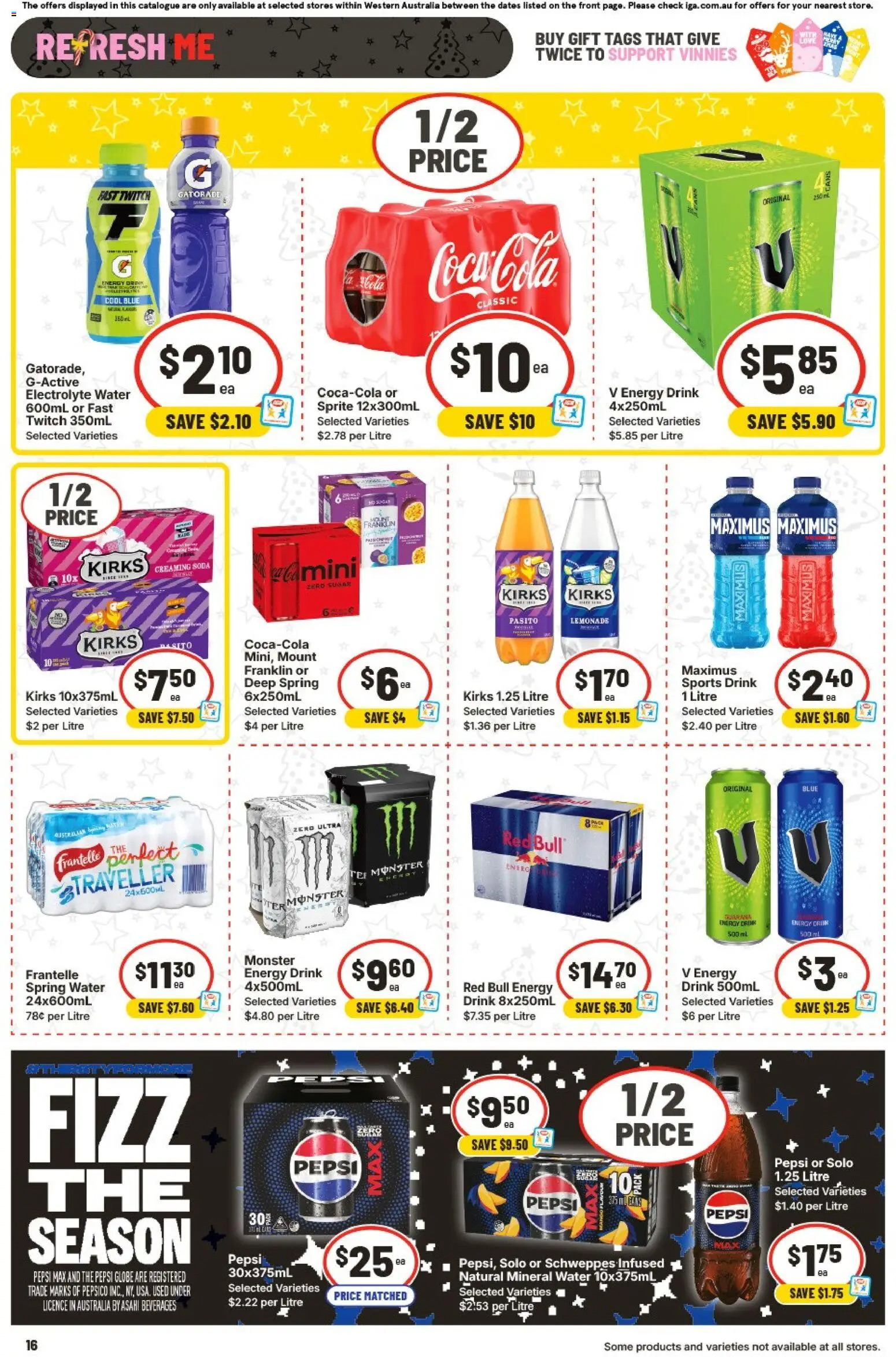IGA catalogue - valid from 10.12.2025 | Page: 23 | Products: Energy drink, Pepsi, Water, Pepsi Max