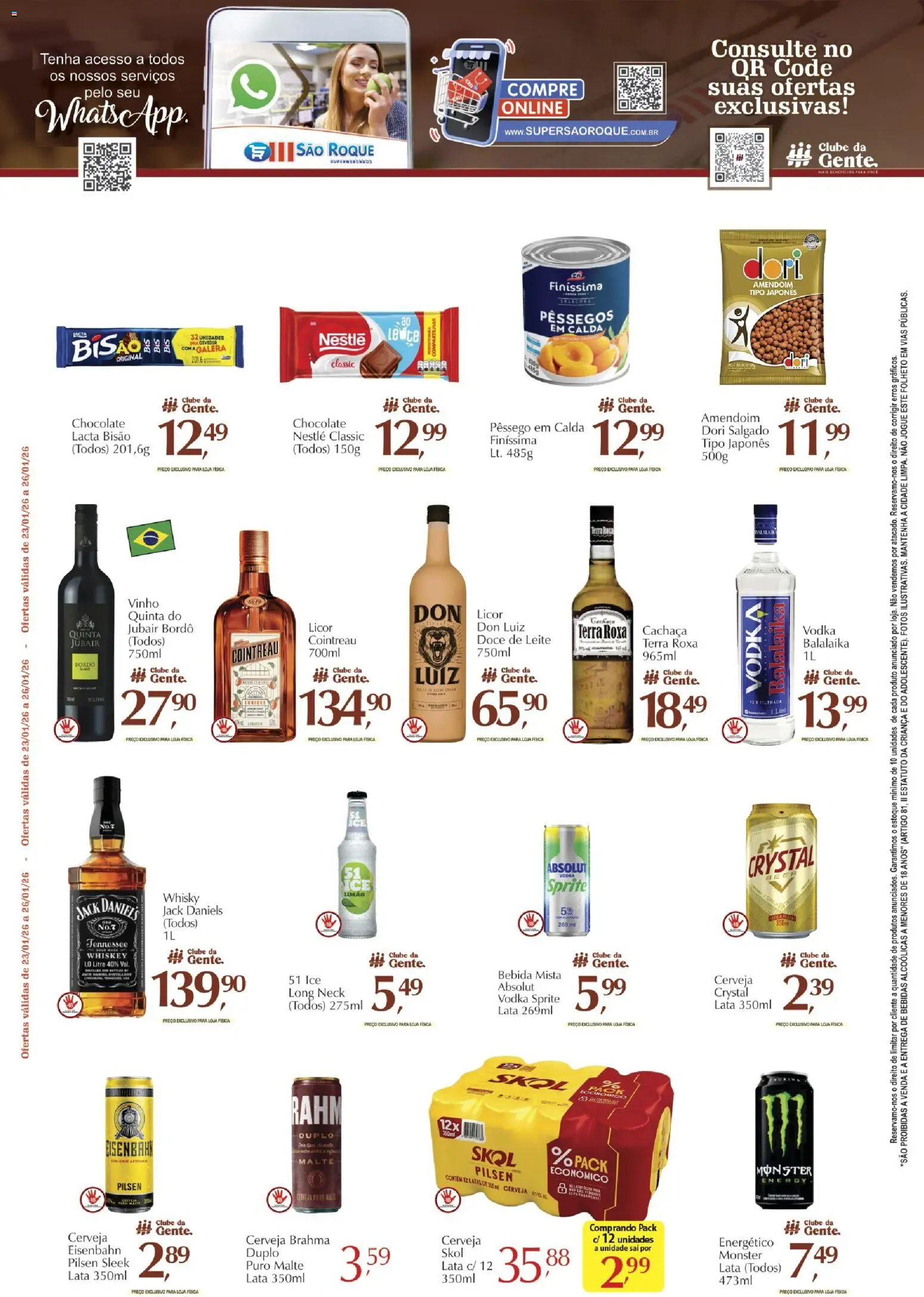 São Roque Supermercados Folheto - válido de 23.01.2026 | Página: 3 | Produtos: Licor, Eisenbahn, Leite, Chocolate