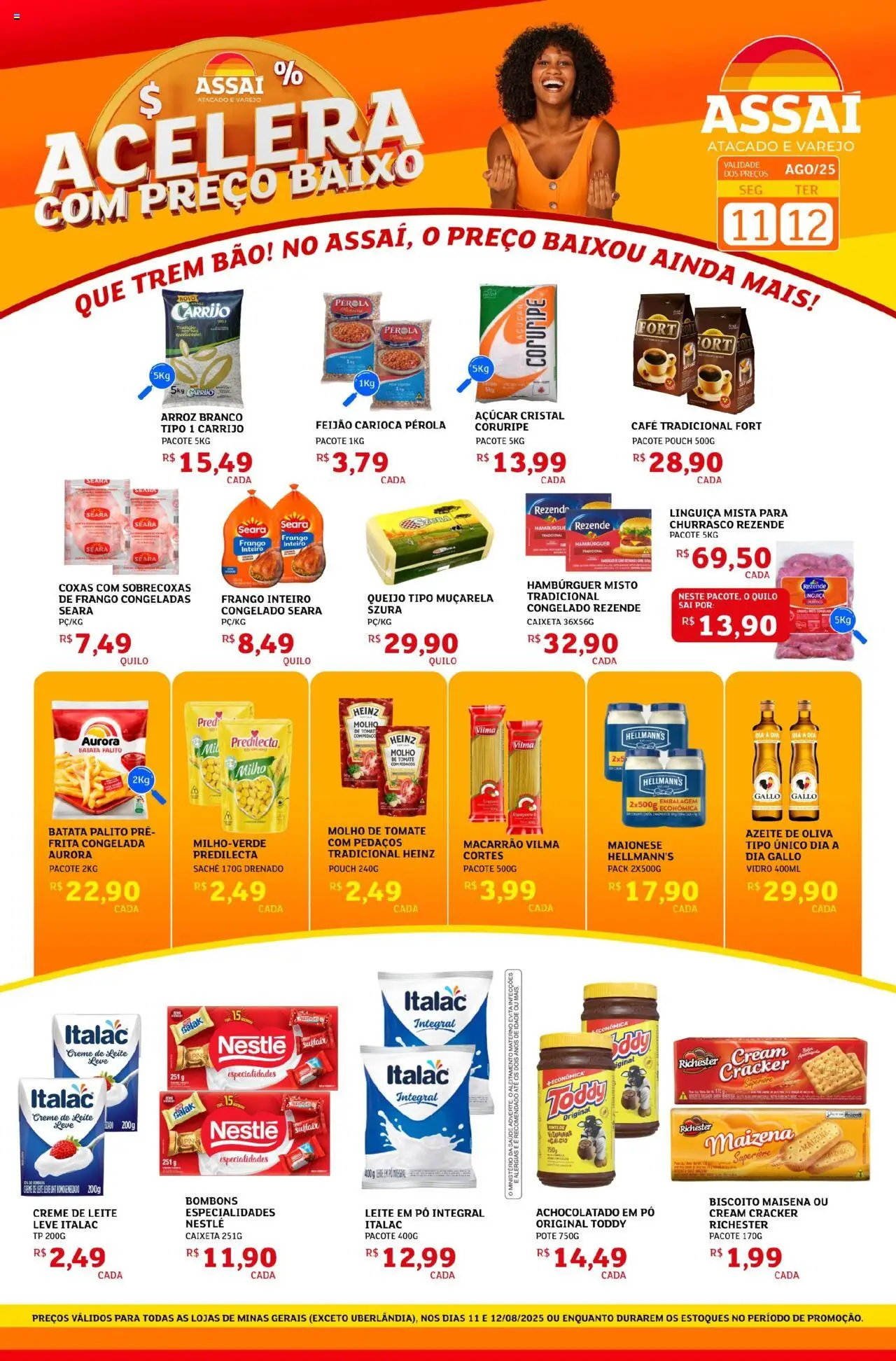Assaí Atacadista Folheto - válido de 11.08.2025 | Página: 1 | Produtos: Molho de tomate, Achocolatado, Queijo, Maionese
