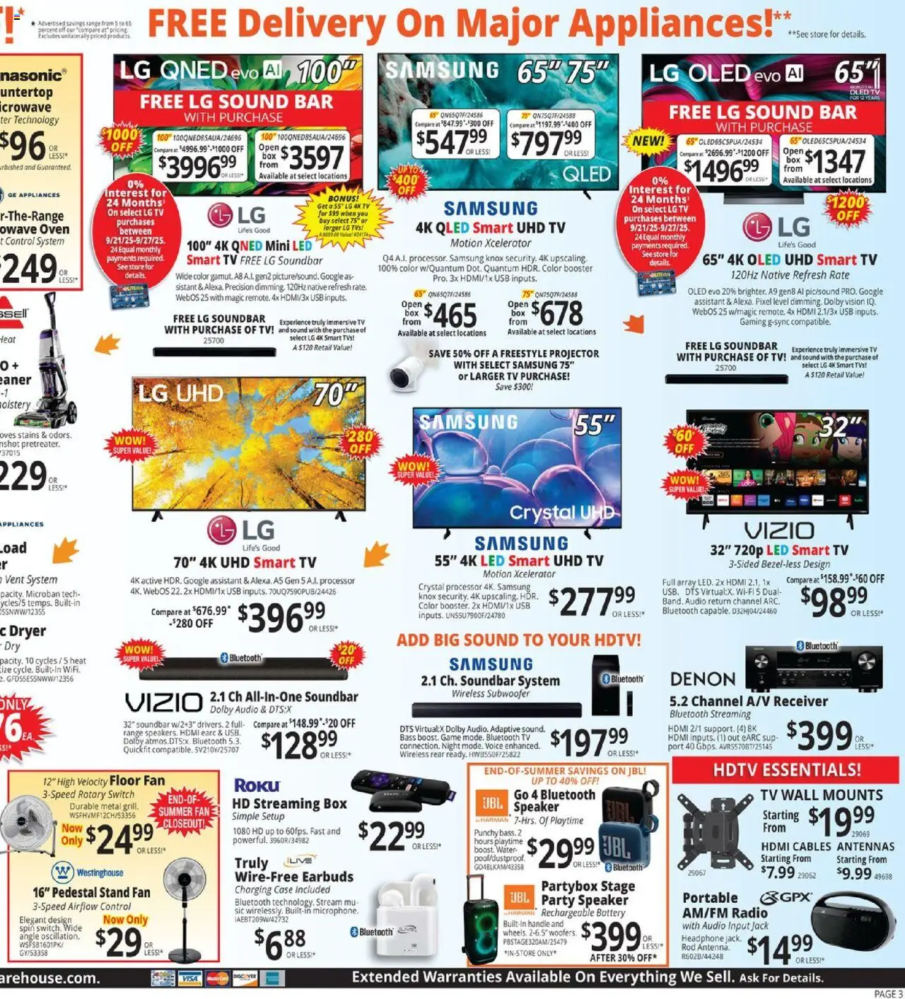 ABC Warehouse Weekly Ad - valid from 21.09.2025 | Page: 3 | Products: Water, Radio, Oven, Rod