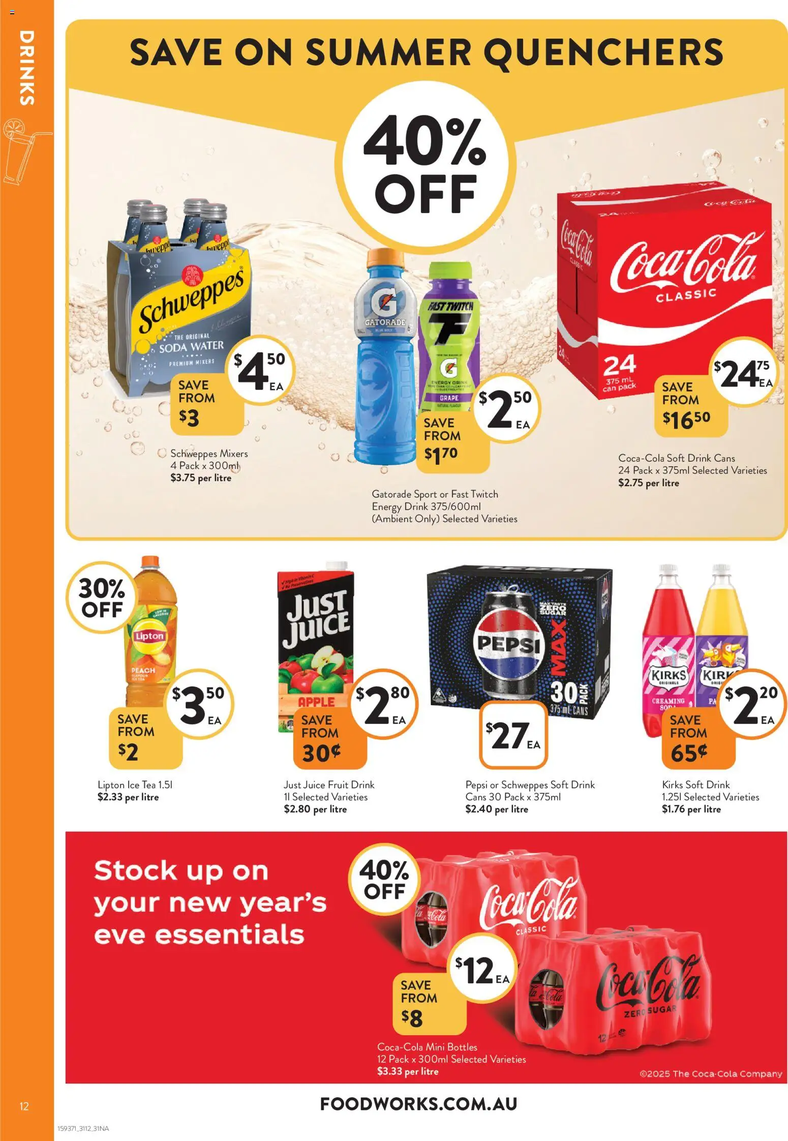 Foodworks catalogue - valid from 31.12.2025 | Page: 12 | Products: Energy drink, Tea, Pepsi, Sugar