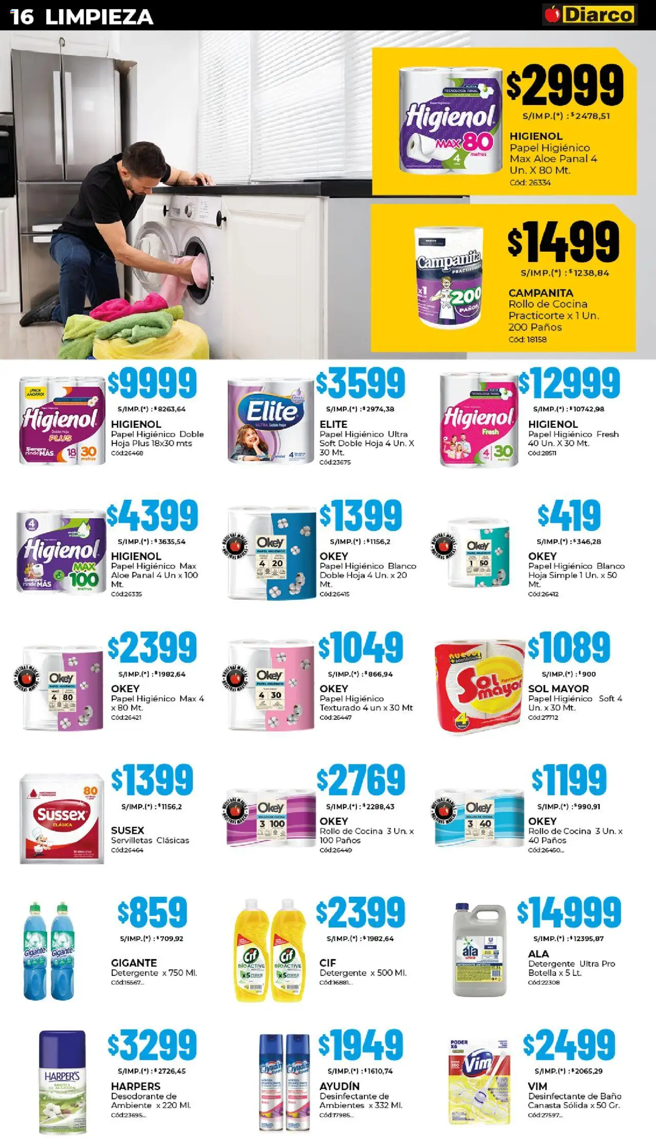 Diarco - Ofertas Gba │ válido desde el 29.09.2025 | Página: 16 | Productos: Desinfectante, Papel higiénico, Algodón, Canasta