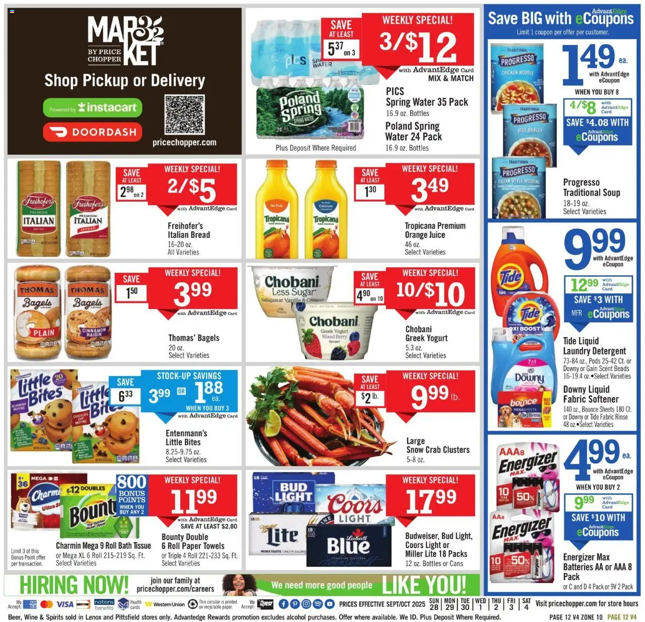 Price Chopper Weekly Ad - valid from 28.09.2025 | Page: 12 | Products: Yogurt, Bread, Wine, Sugar
