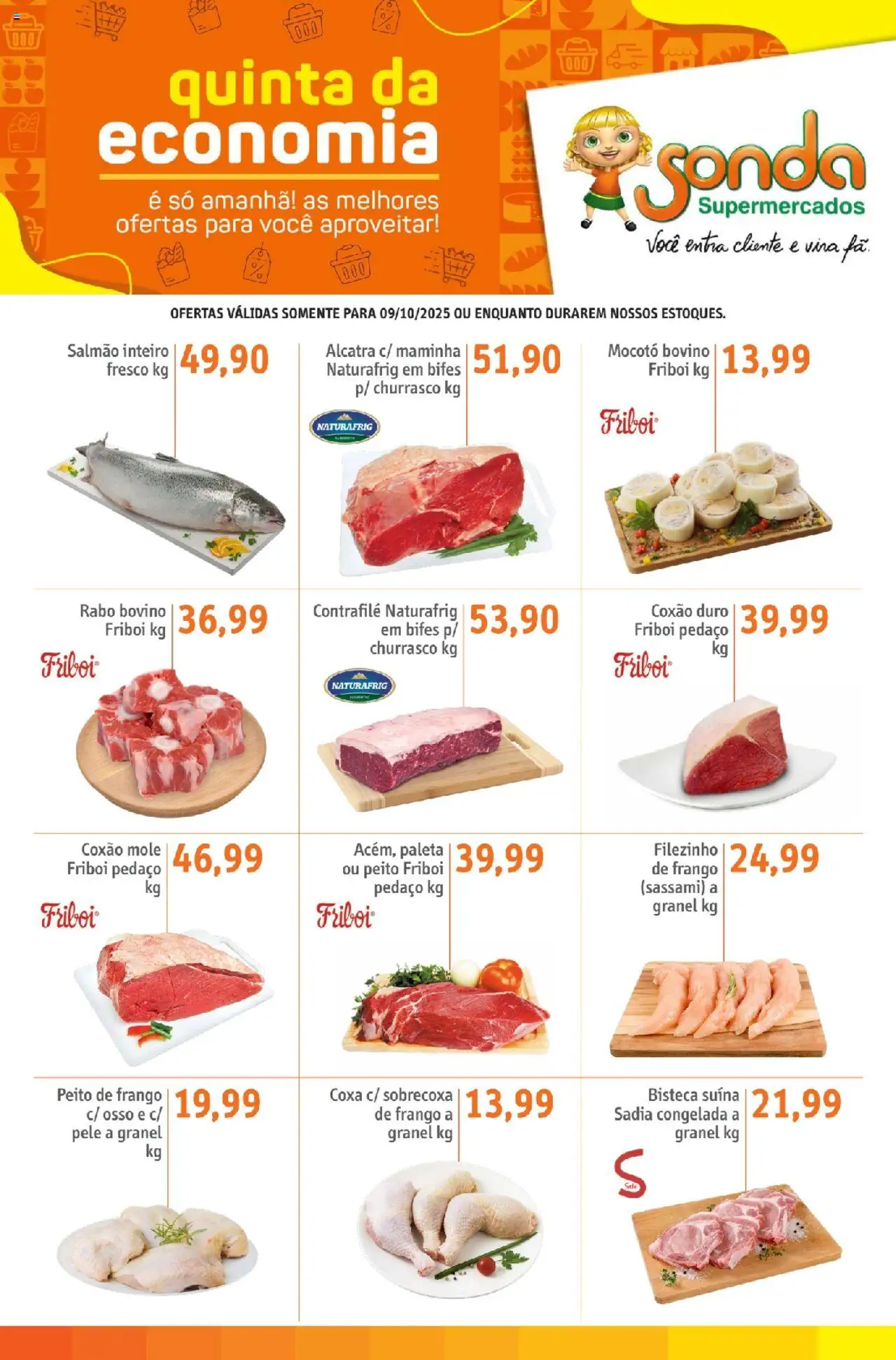 Sonda Folheto - válido de 09.10.2025 | Página: 1 | Produtos: Salmão, Maminha, Frango, Peito de frango